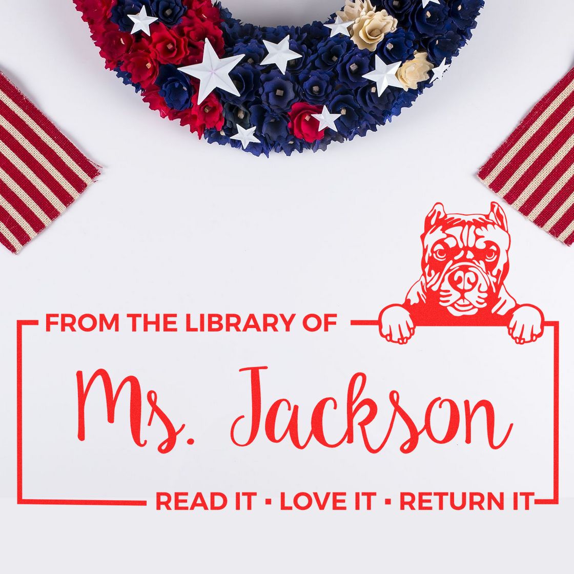 Custom Book Lover Stamp with Pitbull - Engineer Seal Stamps