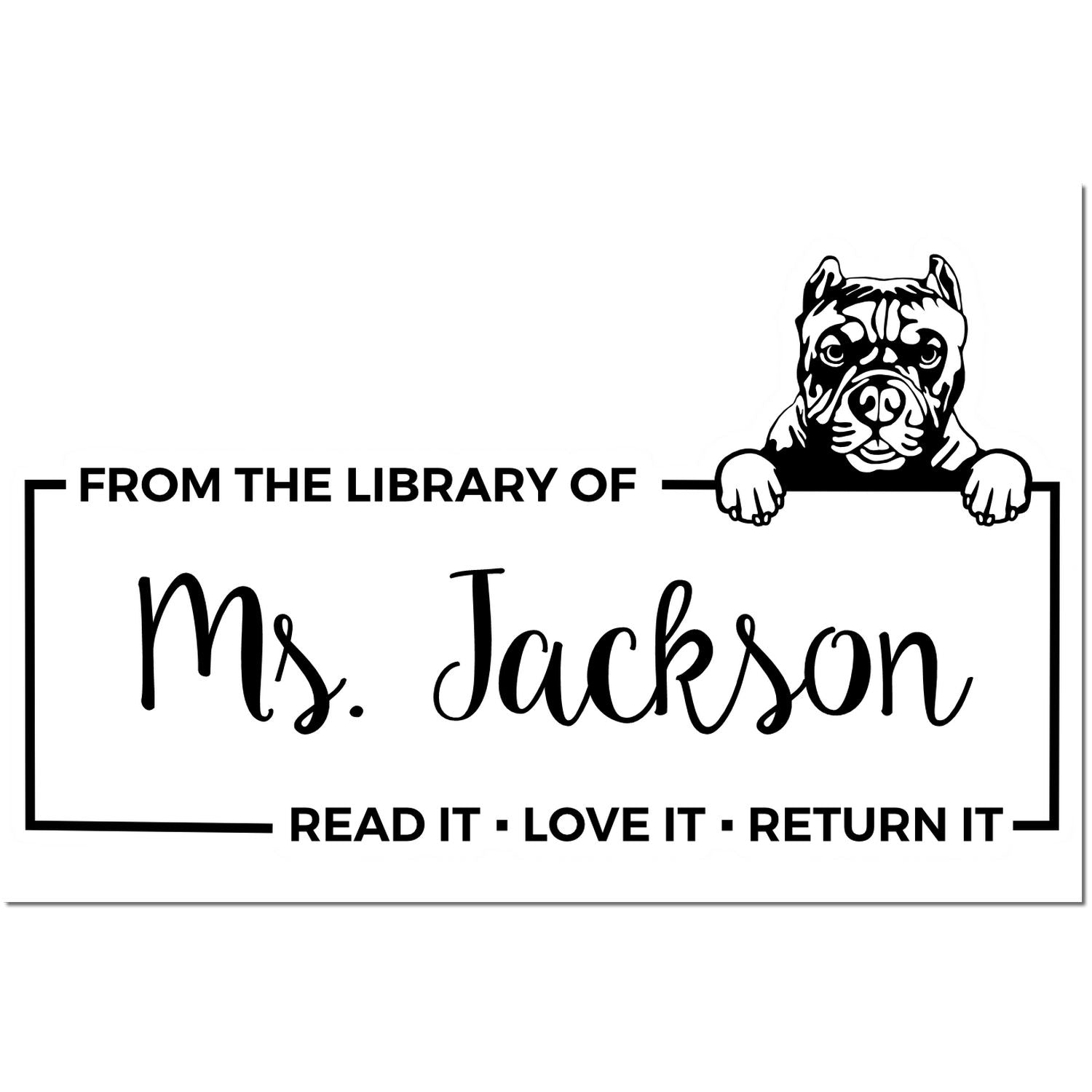 Custom Book Lover Stamp with Pitbull - Engineer Seal Stamps