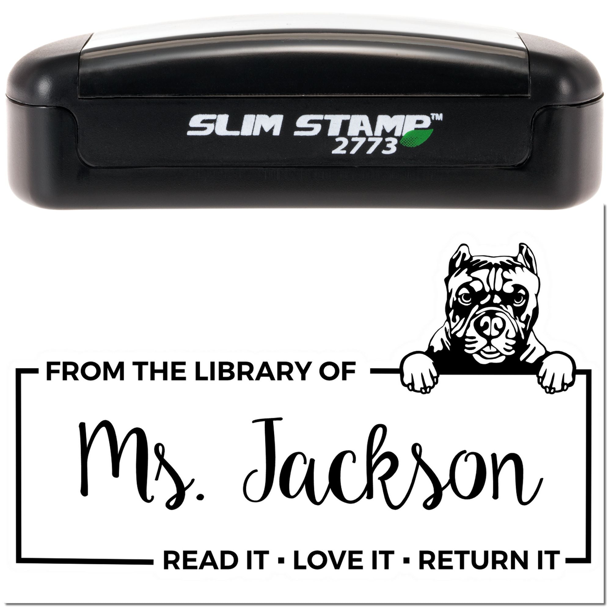 Custom Book Lover Stamp with Pitbull - Engineer Seal Stamps