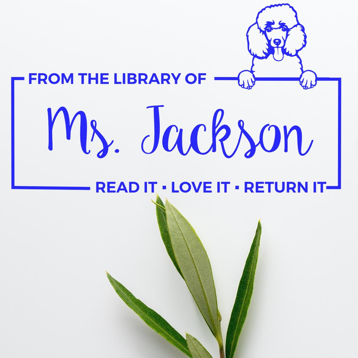 Custom Book Reminder Stamp with Poodle - Engineer Seal Stamps