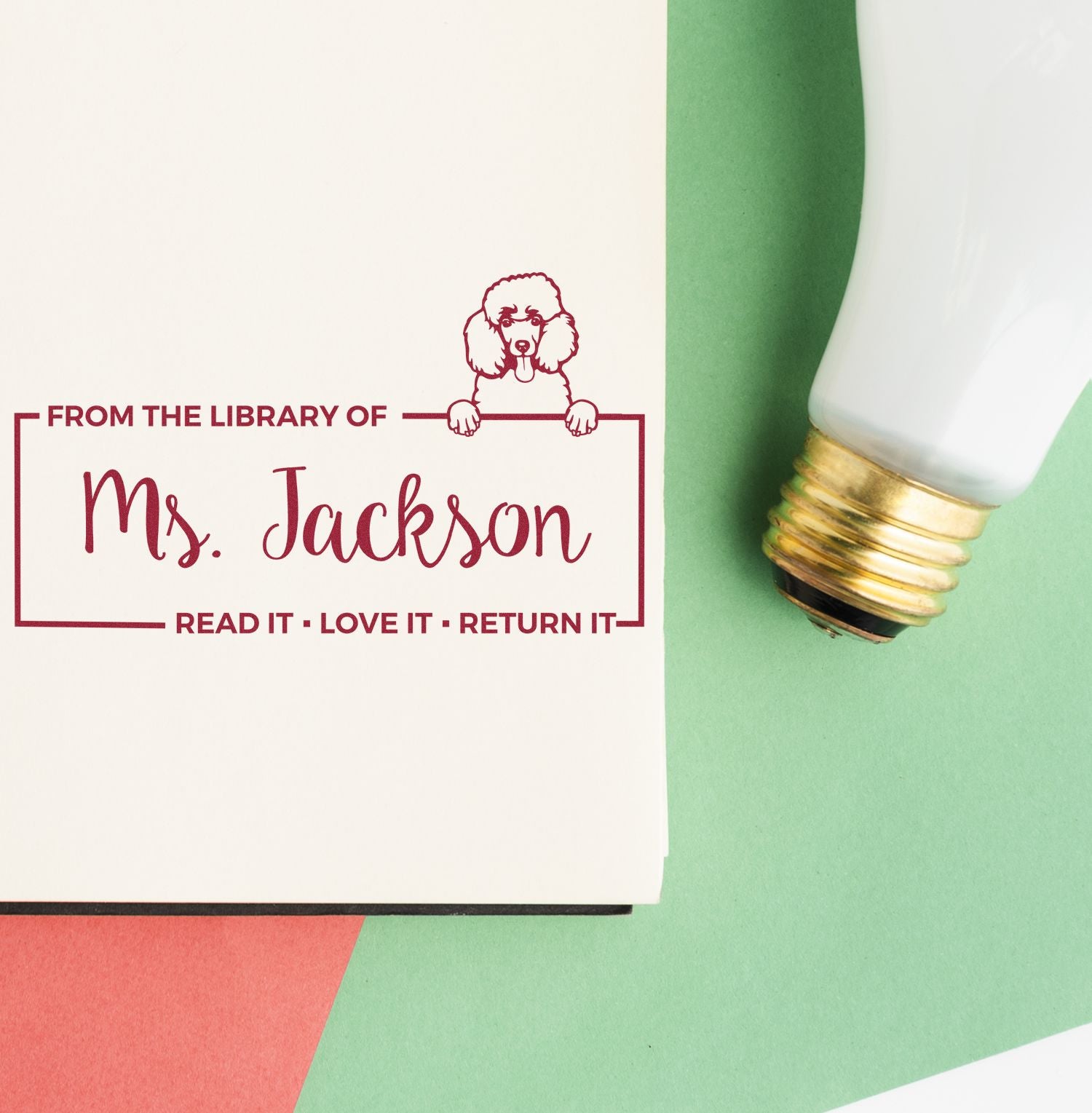 Custom Book Reminder Stamp with Poodle - Engineer Seal Stamps