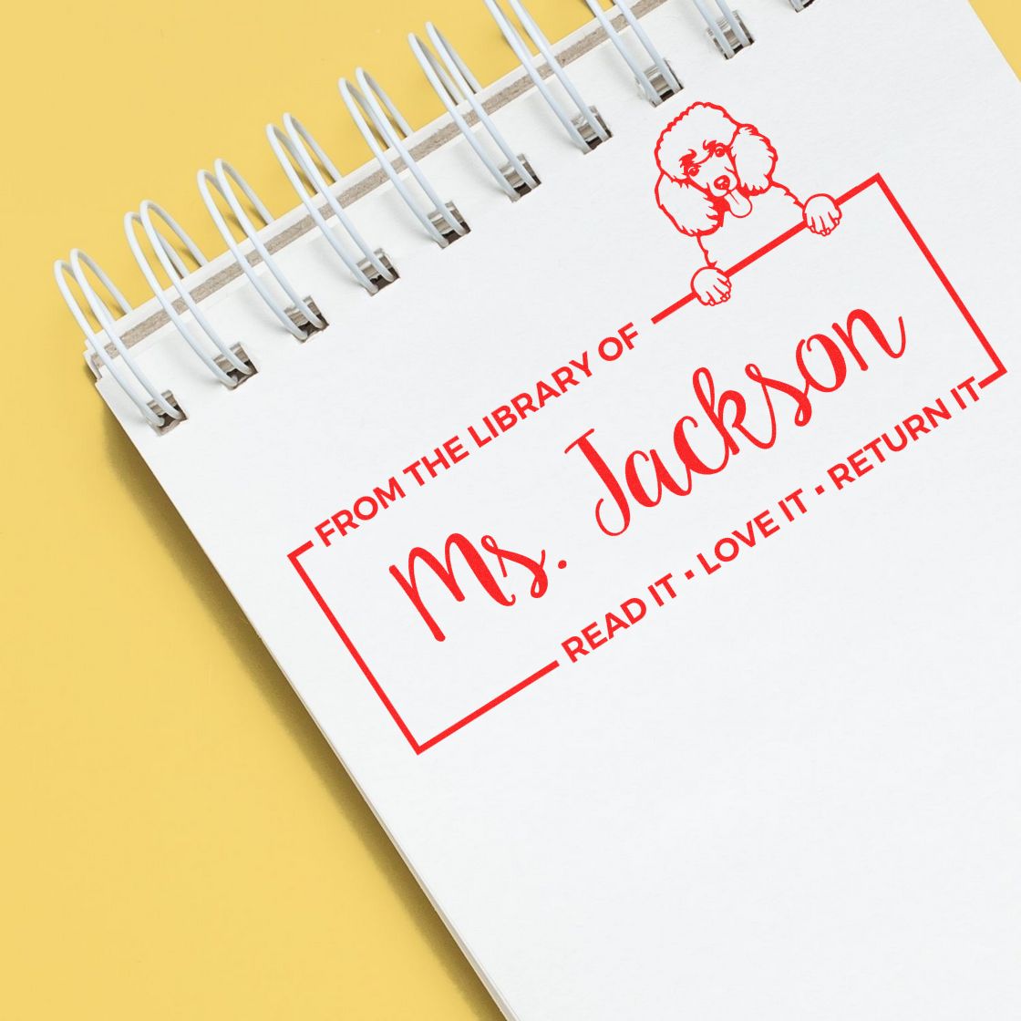 Custom Book Reminder Stamp with Poodle - Engineer Seal Stamps