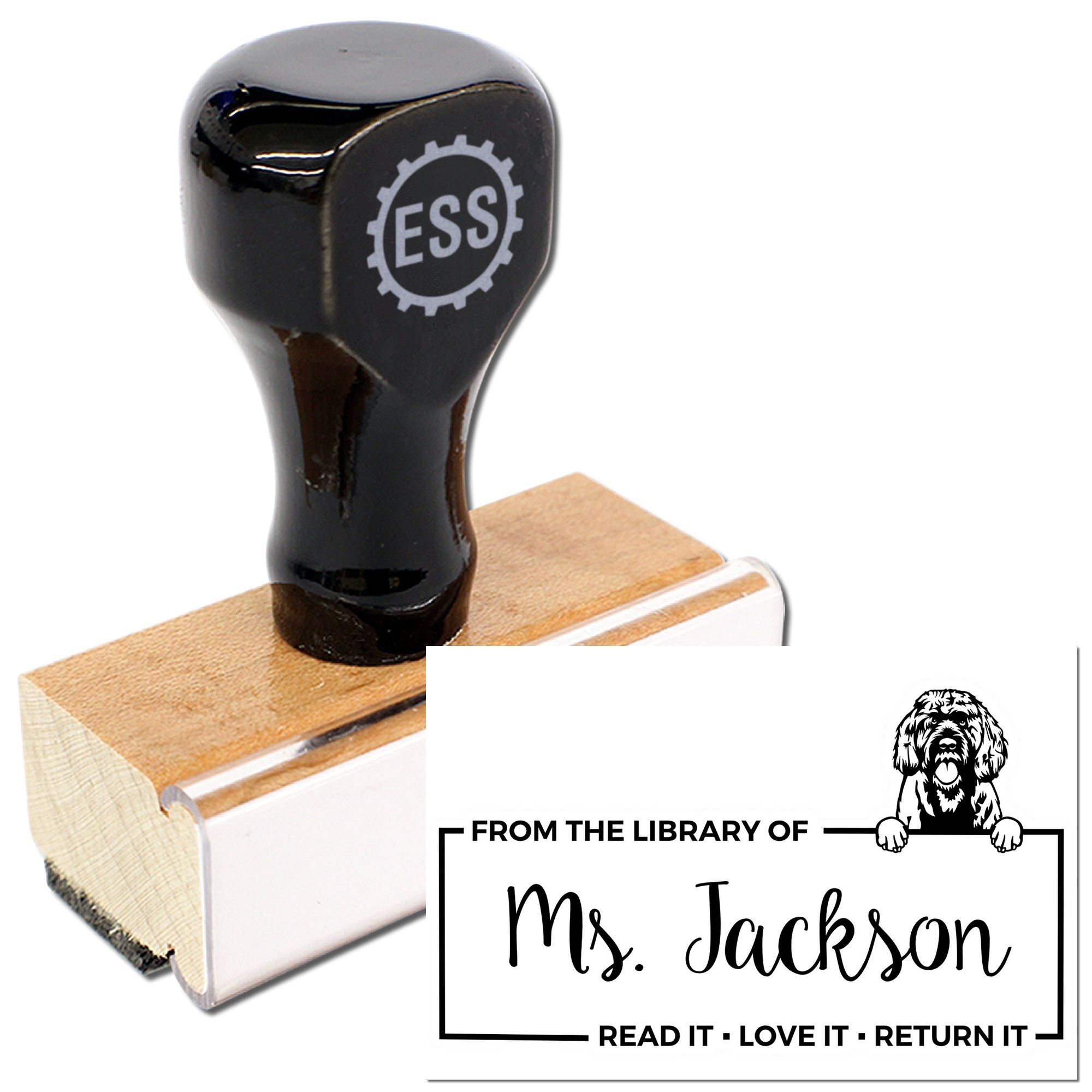 Portuguese Water Dog Custom Dog-Themed Bookplate Stamp