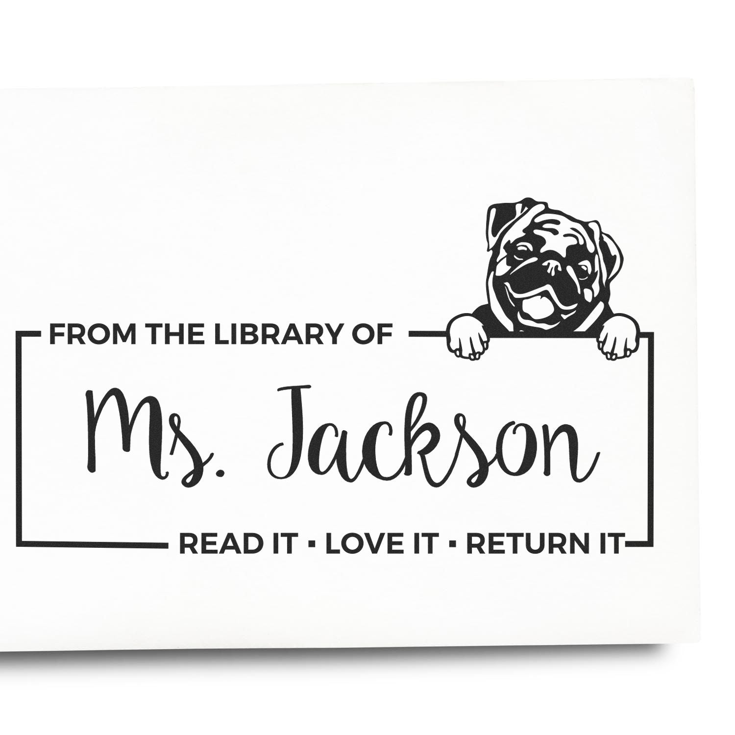 Self-Inking Pug Personalized Dog-Themed Book ? Stamp - Engineer Seal Stamps