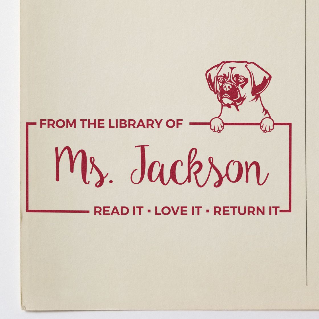 Custom Keep It, Love It, Return It Stamper with Puggle - Engineer Seal Stamps