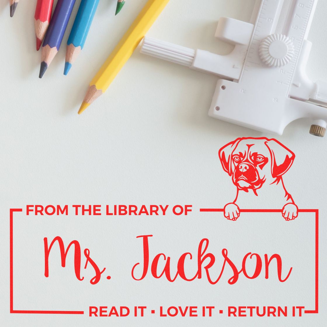 Custom Keep It, Love It, Return It Stamper with Puggle - Engineer Seal Stamps