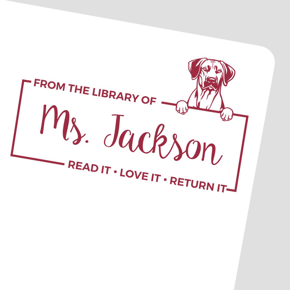 Rhodesian Ridgeback Custom Pet Book Ownership Stamp
