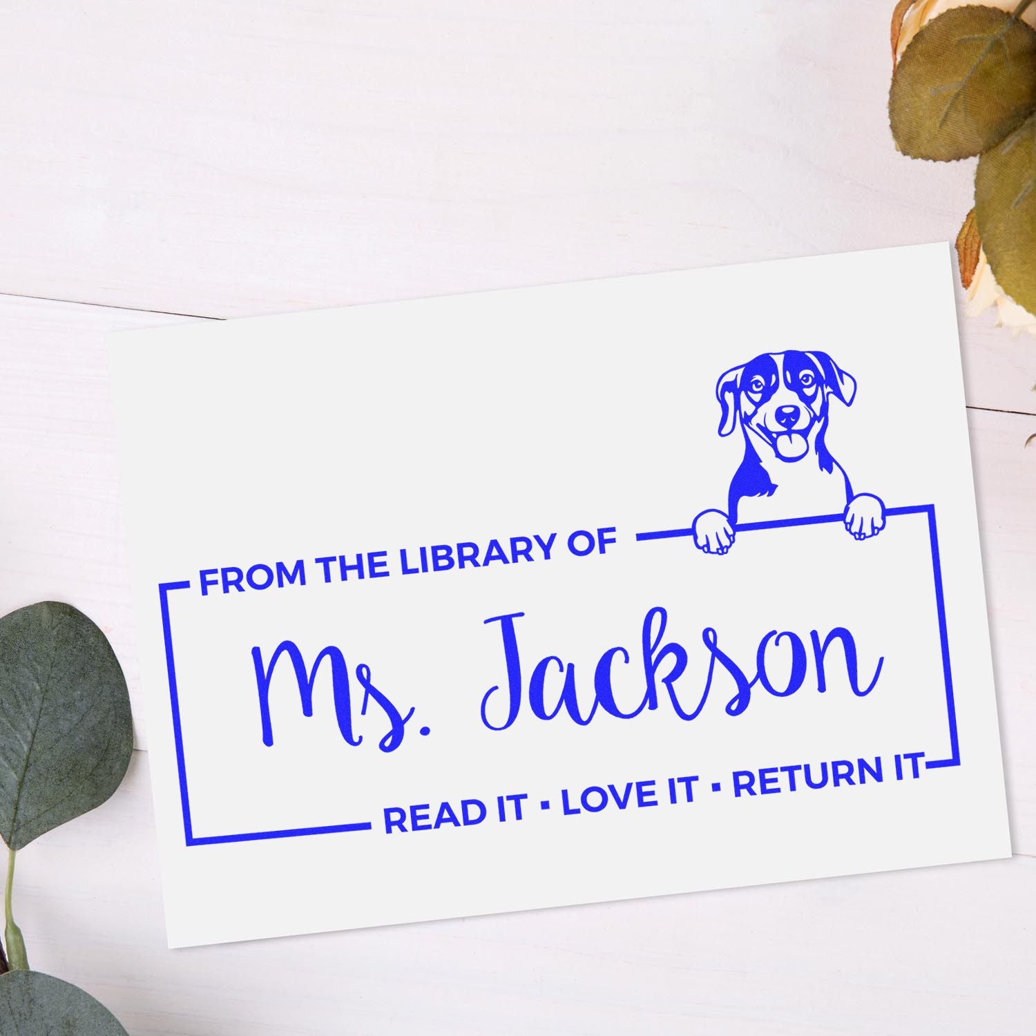 Custom Love It And Return It Stamp with Russell Terrier - Engineer Seal Stamps