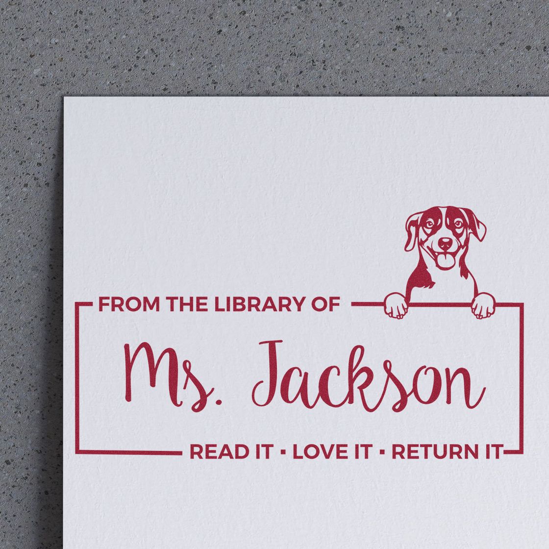 Custom Love It And Return It Stamp with Russell Terrier - Engineer Seal Stamps