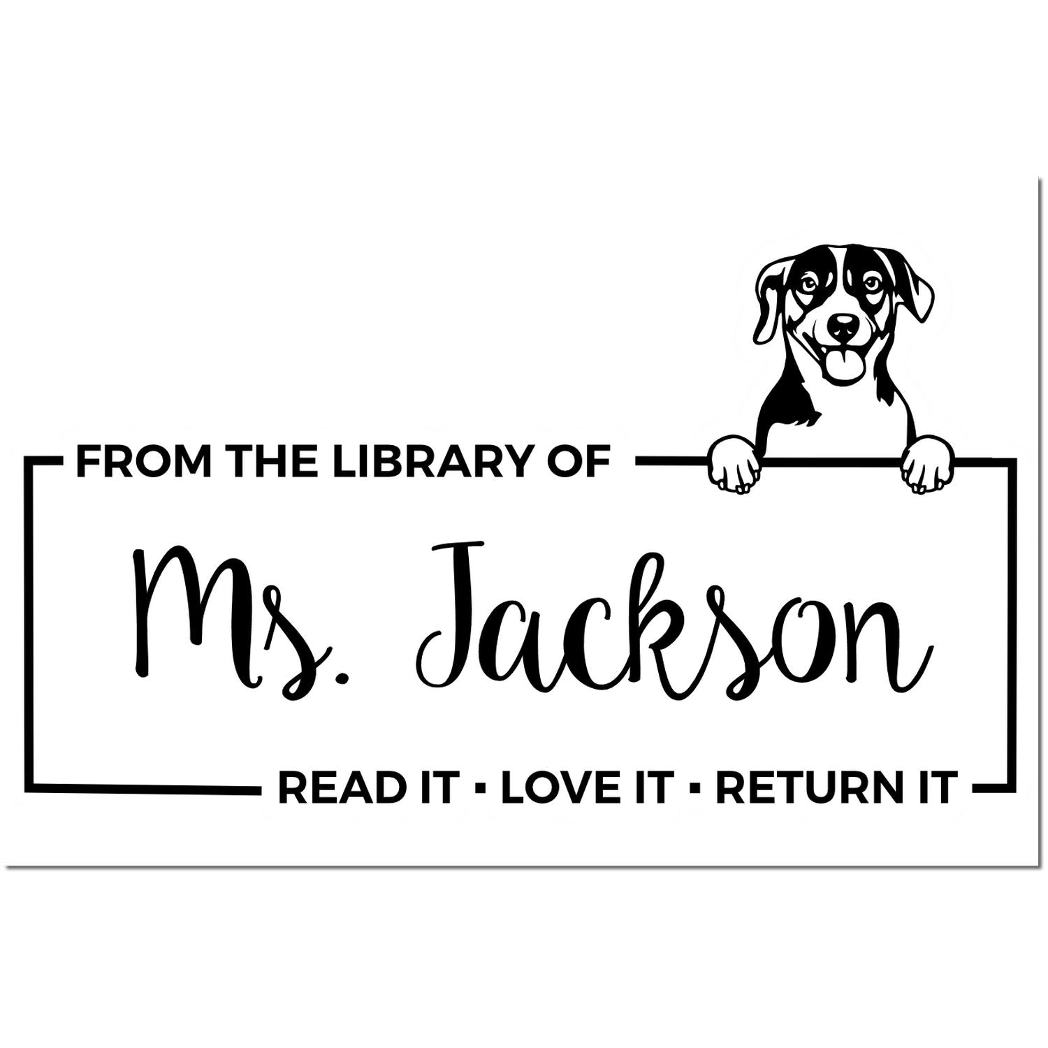 Custom Love It And Return It Stamp with Russell Terrier - Engineer Seal Stamps