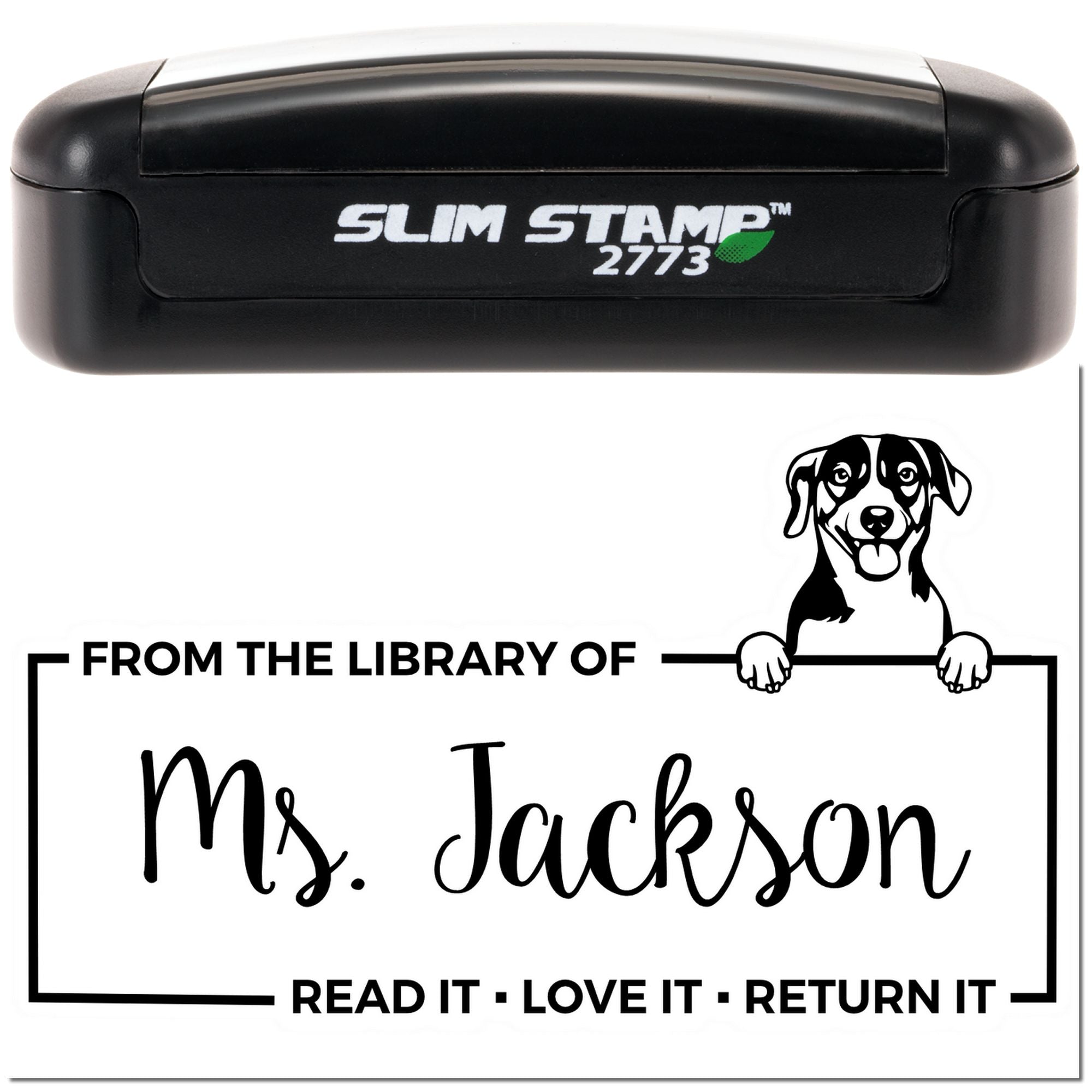 Custom Love It And Return It Stamp with Russell Terrier - Engineer Seal Stamps