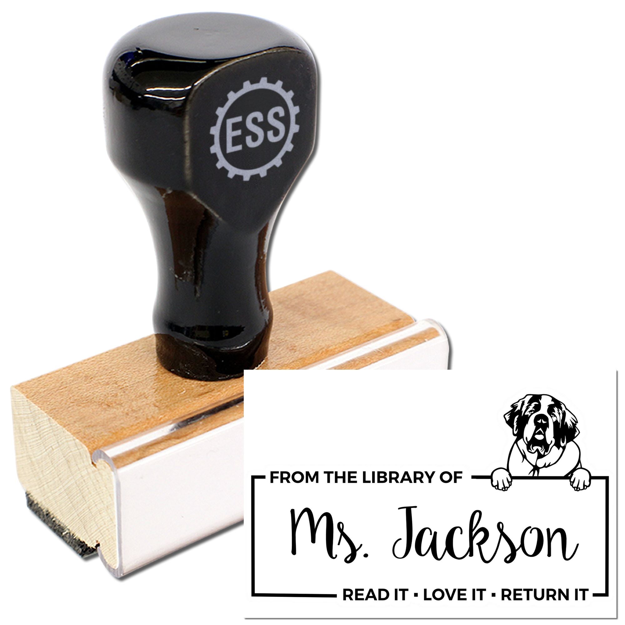 Saint Bernard Custom Dog-Themed Book Ownership Stamp