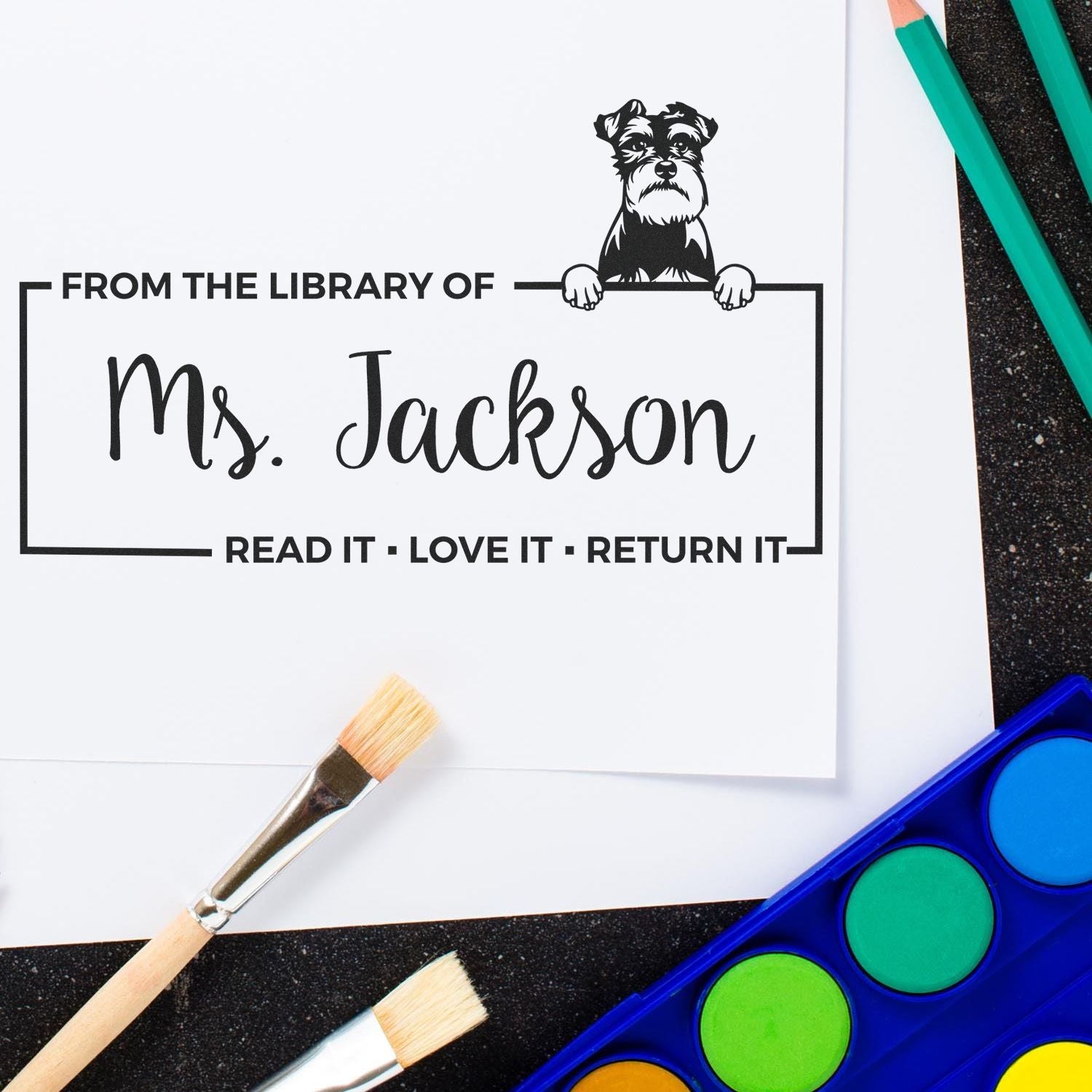 Self-Inking Schnauzer Personalized Custom Pet Bookplate? Stamp - Engineer Seal Stamps