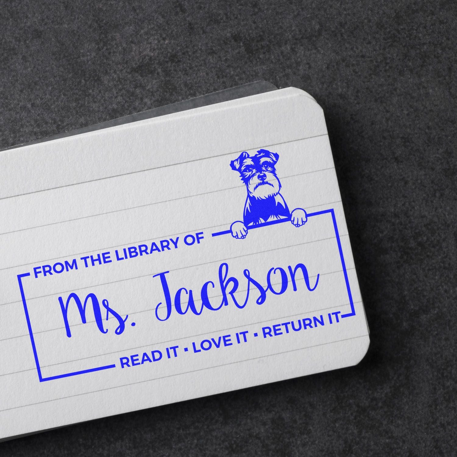 Schnauzer Custom Dog Lover Book Ownership Stamp - Engineer Seal Stamps