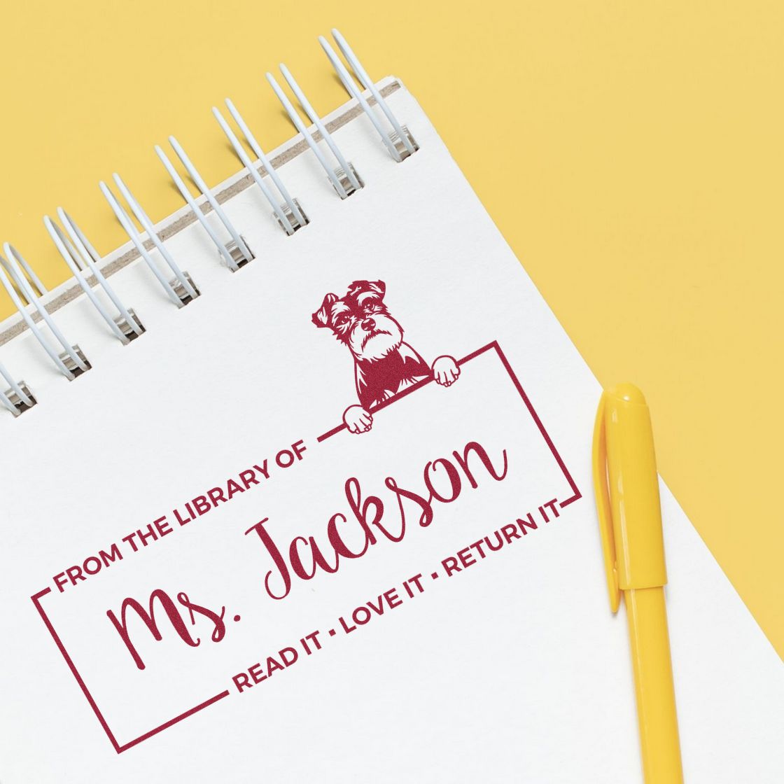 Custom Reading Stamp with Schnauzer - Engineer Seal Stamps