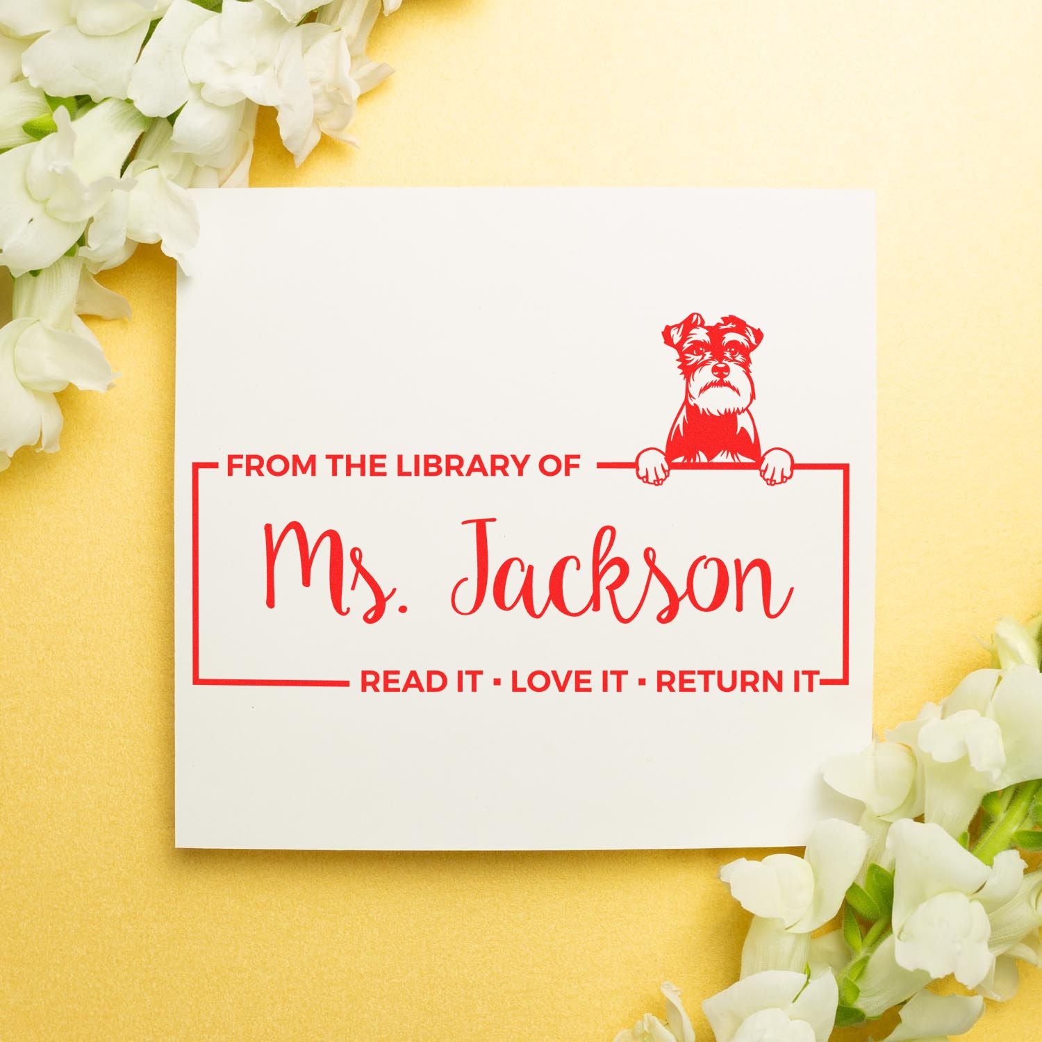 Custom Reading Stamp with Schnauzer - Engineer Seal Stamps