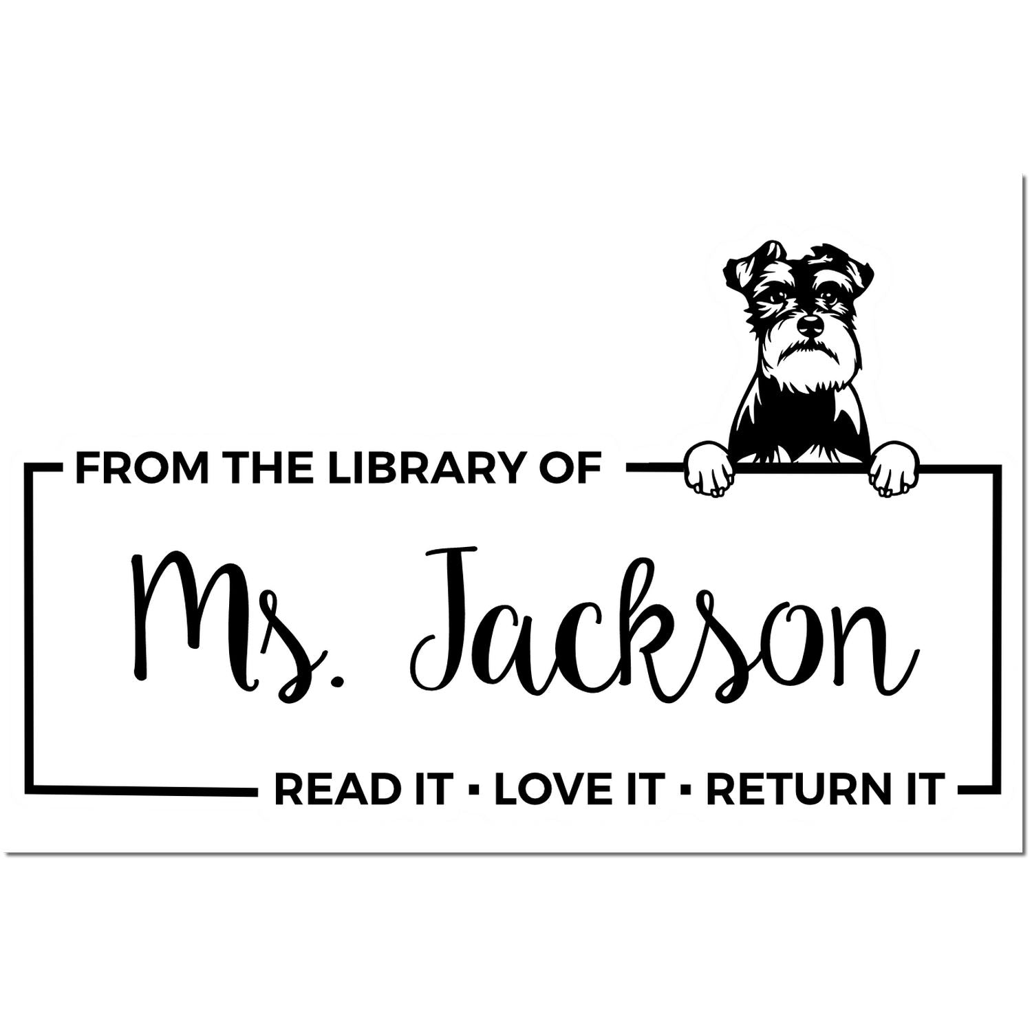 Custom Reading Stamp with Schnauzer - Engineer Seal Stamps