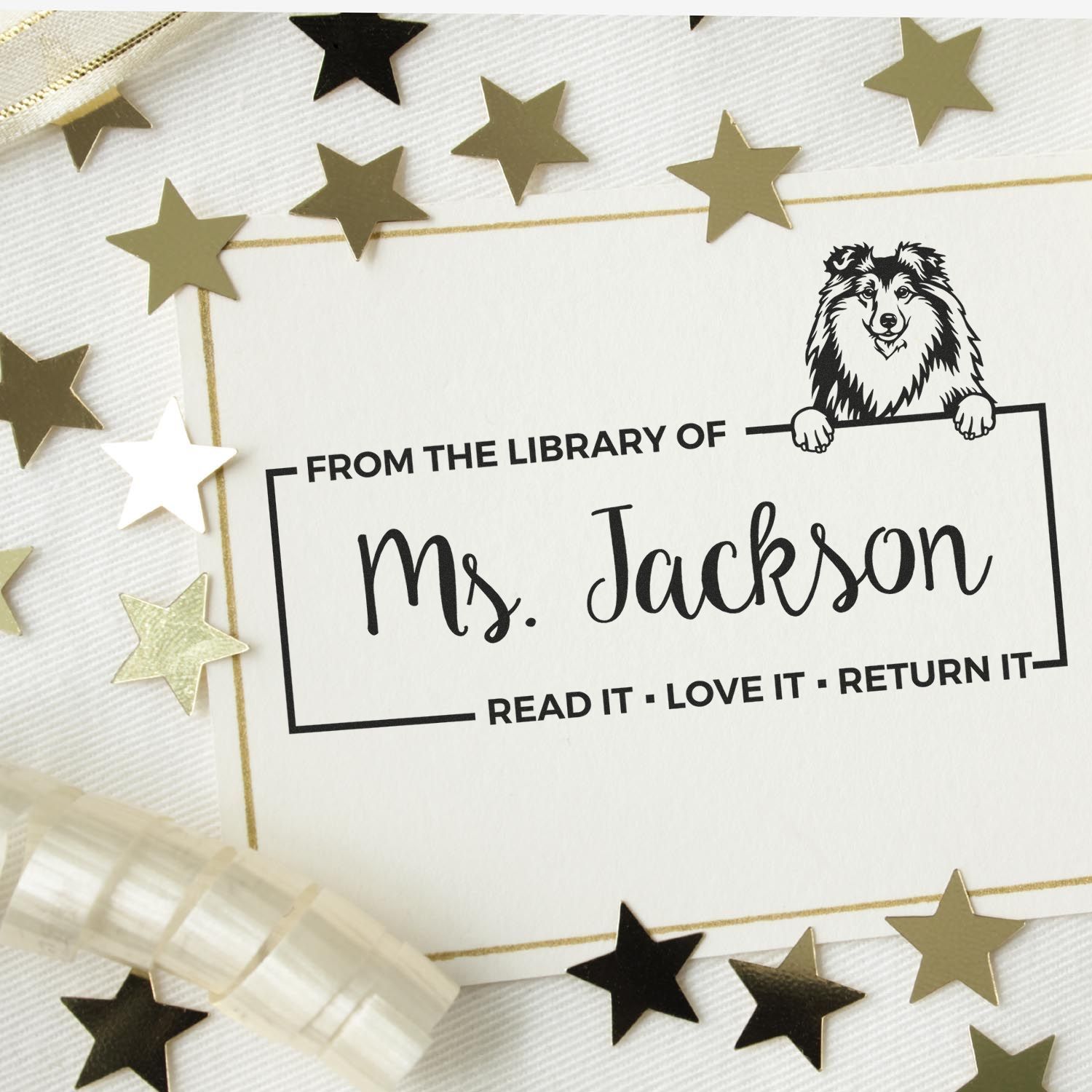 Shetland Sheepdog Custom Ownership For Books Stamp - Engineer Seal Stamps