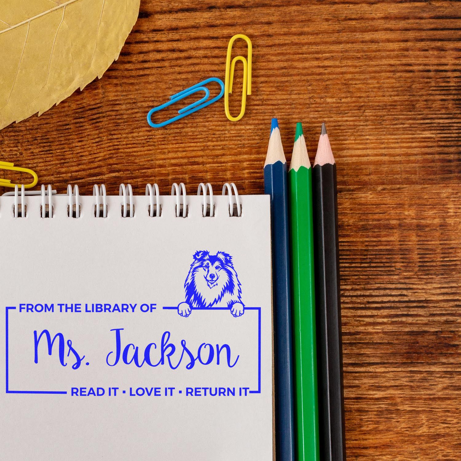 Self-Inking Shetland Sheepdog Personalized Dog Book Ownership ? Stamp - Engineer Seal Stamps