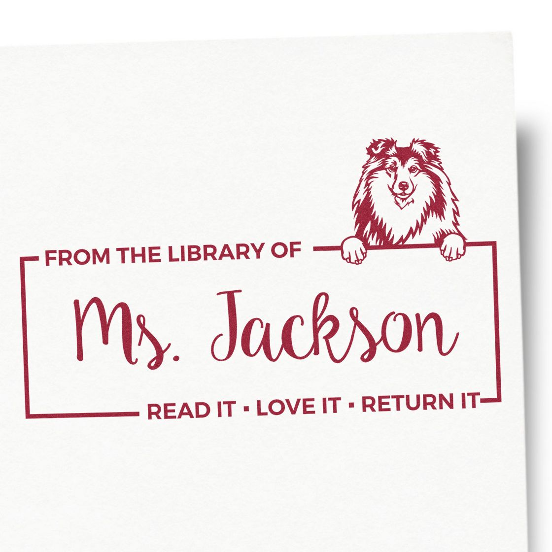 Custom Reading Stamper with Shetland Sheepdog - Engineer Seal Stamps