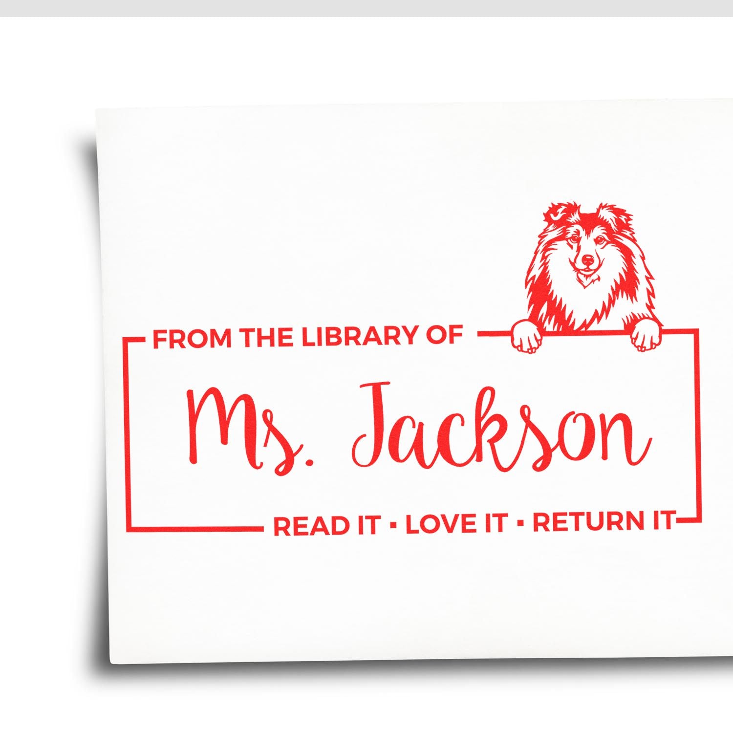 Custom Reading Stamper with Shetland Sheepdog - Engineer Seal Stamps