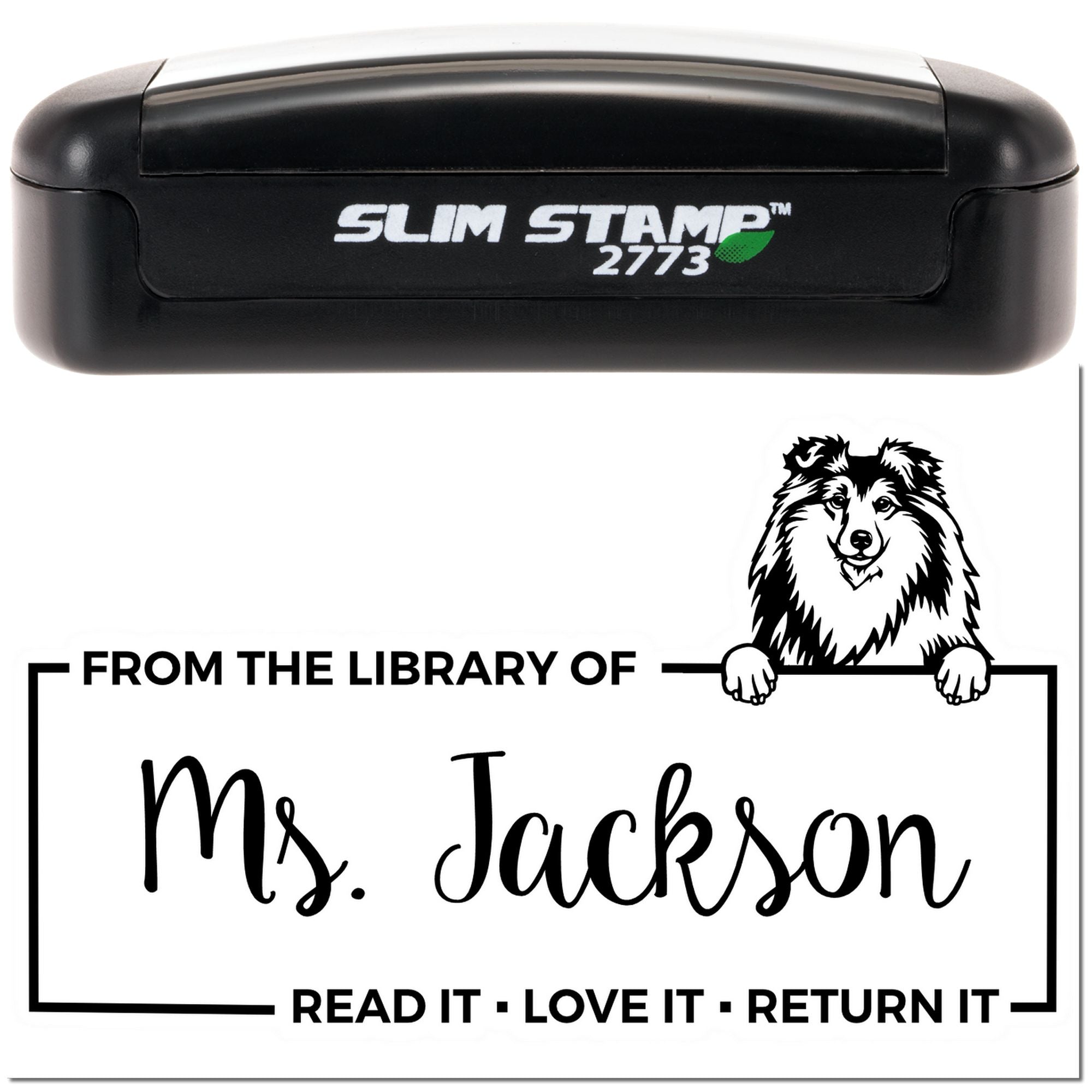 Custom Reading Stamper with Shetland Sheepdog - Engineer Seal Stamps