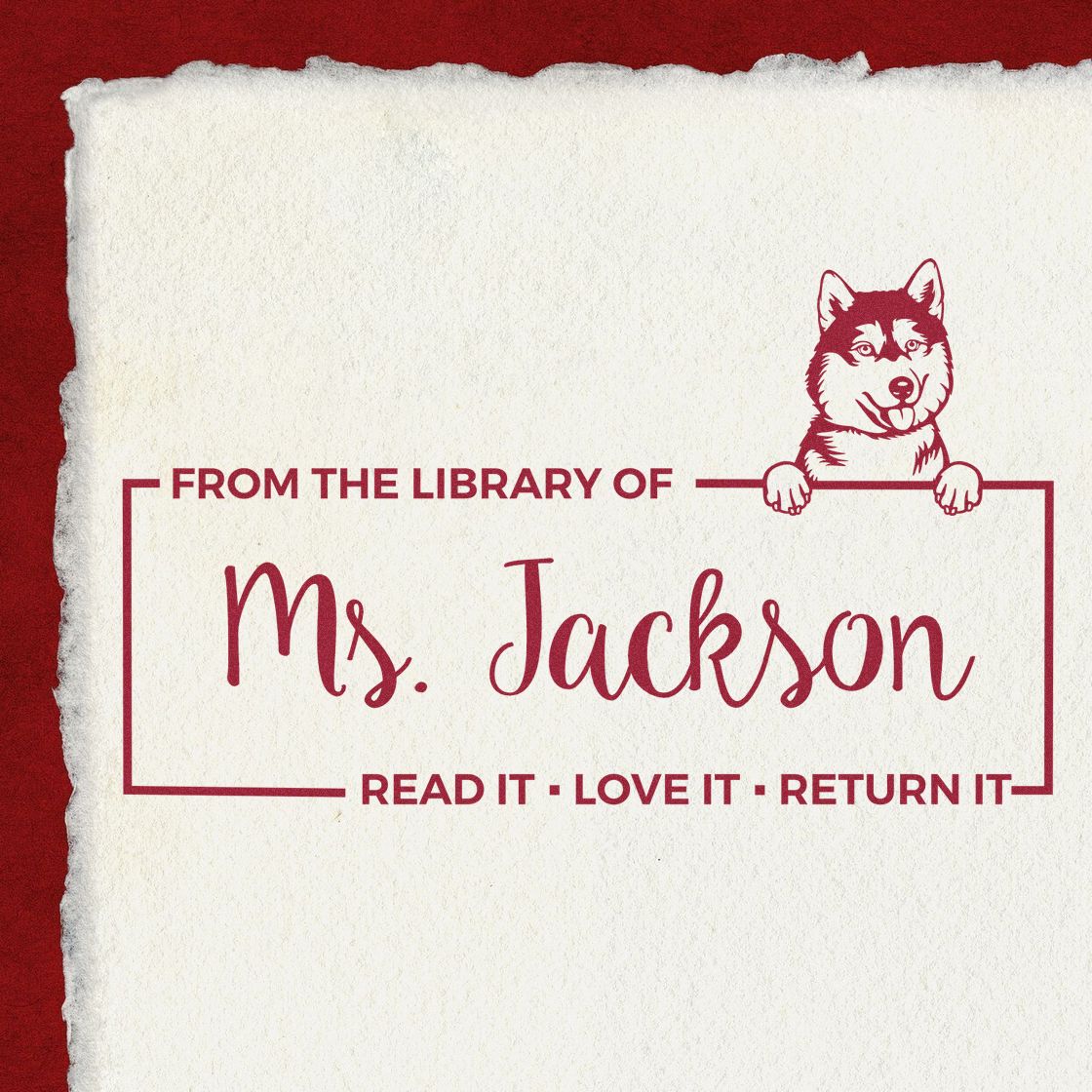 Self-Inking Siberian Husky Personalized Dog Book Return ? Stamp - Engineer Seal Stamps