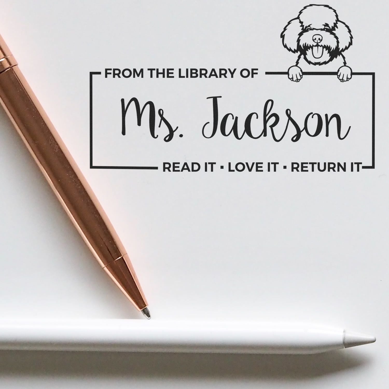 Toy Poodle Custom Library Tools For Classroom Stamp - Engineer Seal Stamps