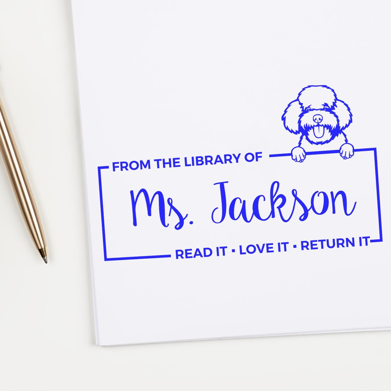 Self-Inking Toy Poodle Personalized Dog Book Ownership Label? Stamp - Engineer Seal Stamps