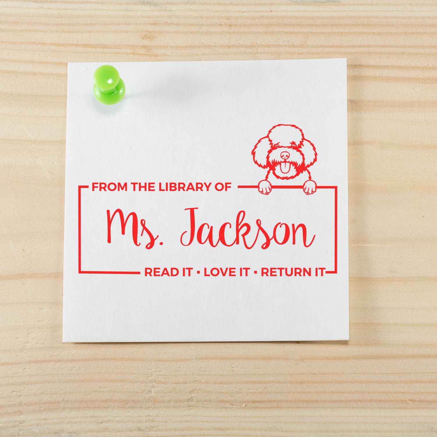 Custom Personal Book Stamper with Toy Poodle - Engineer Seal Stamps
