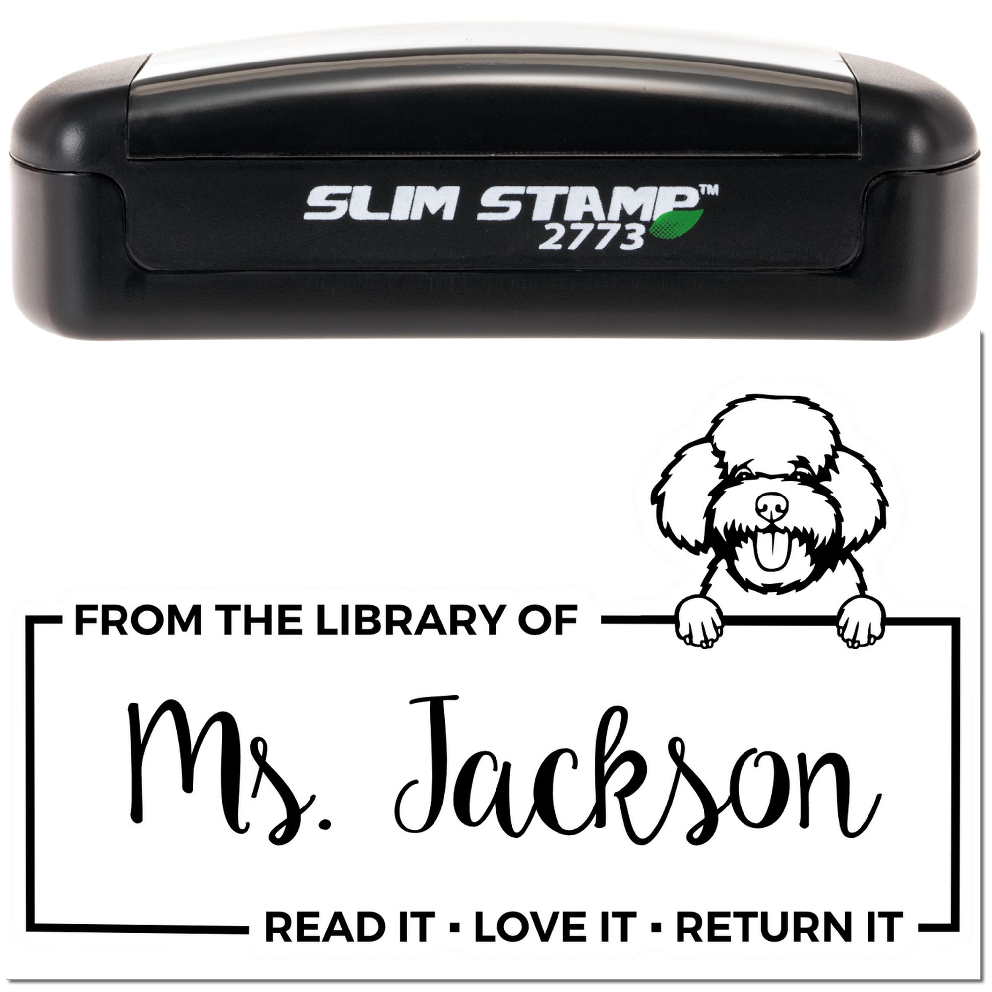 Custom Personal Book Stamper with Toy Poodle - Engineer Seal Stamps