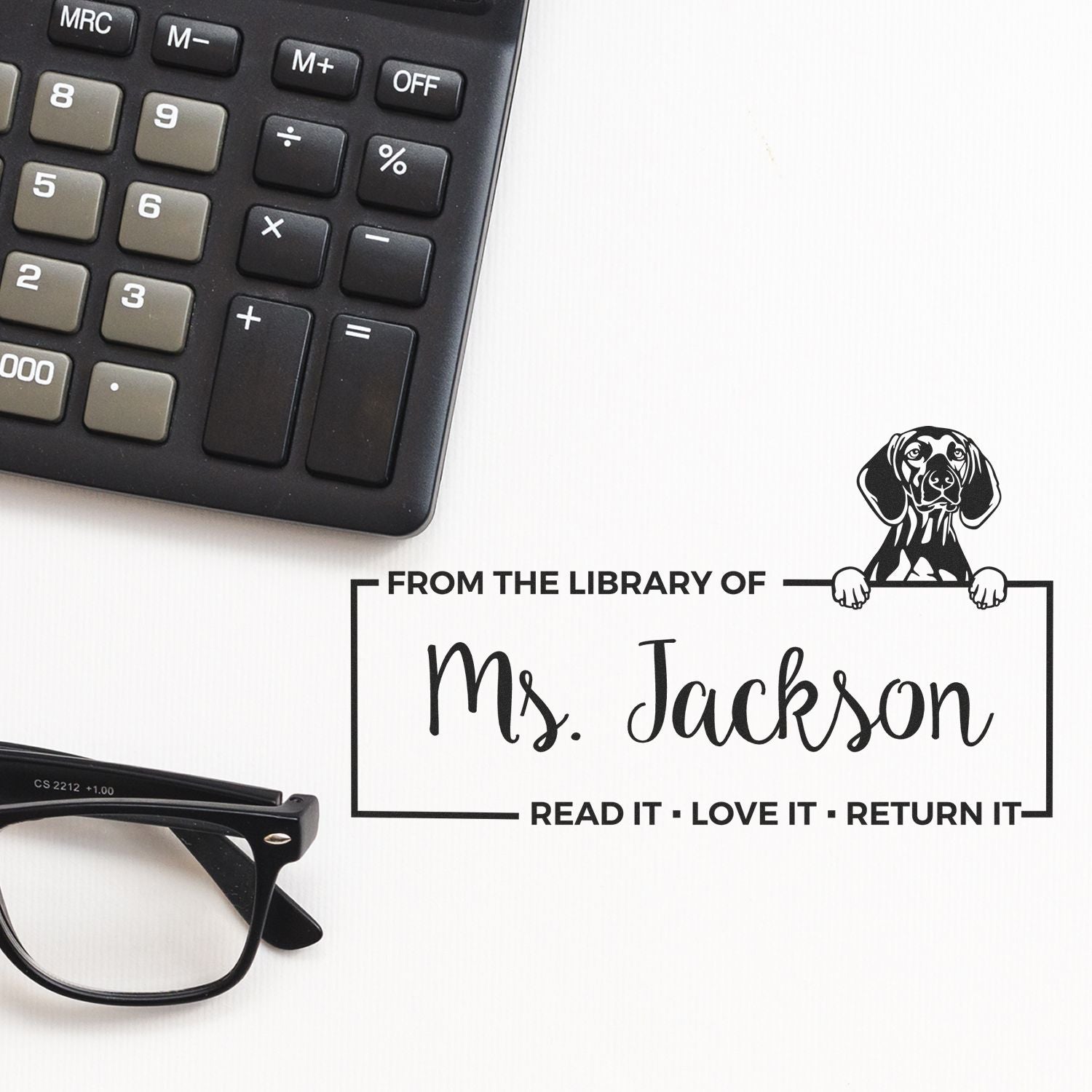 Custom Classroom Book Lending Stamp with Vizslas - Engineer Seal Stamps