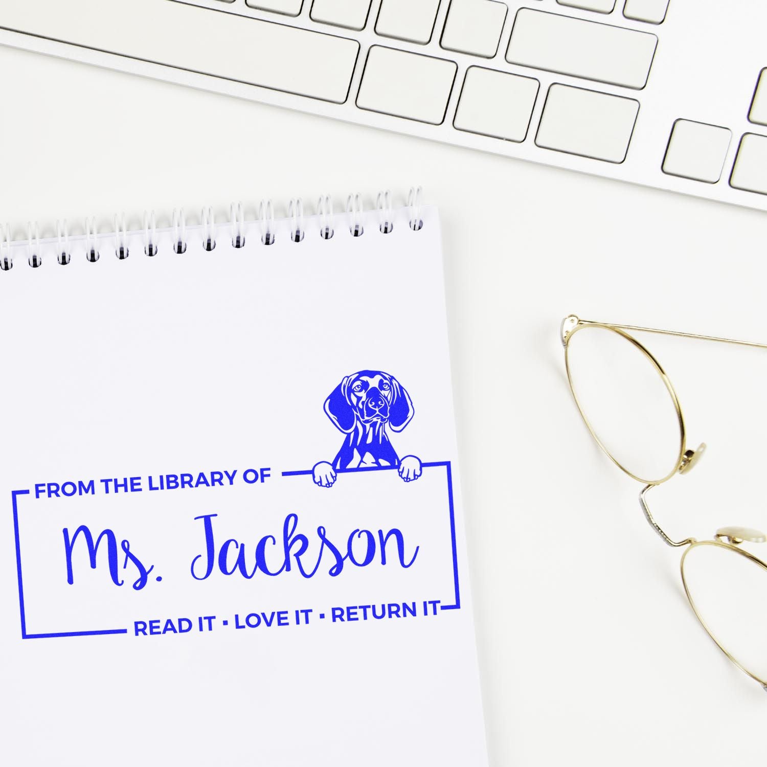 Custom Classroom Book Lending Stamp with Vizslas - Engineer Seal Stamps