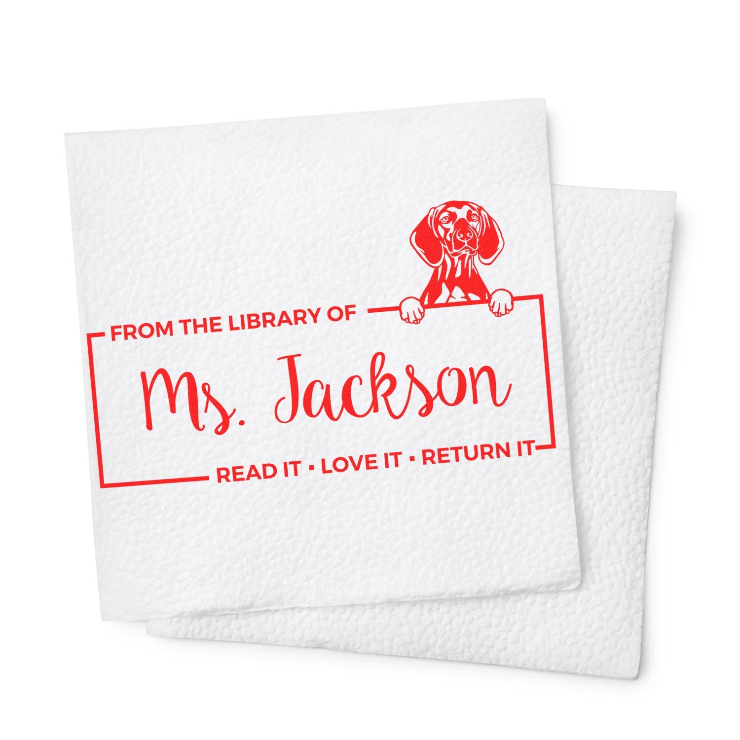 Self-Inking Vizslas Personalized Custom Dog Book Read It Return It? Stamp - Engineer Seal Stamps