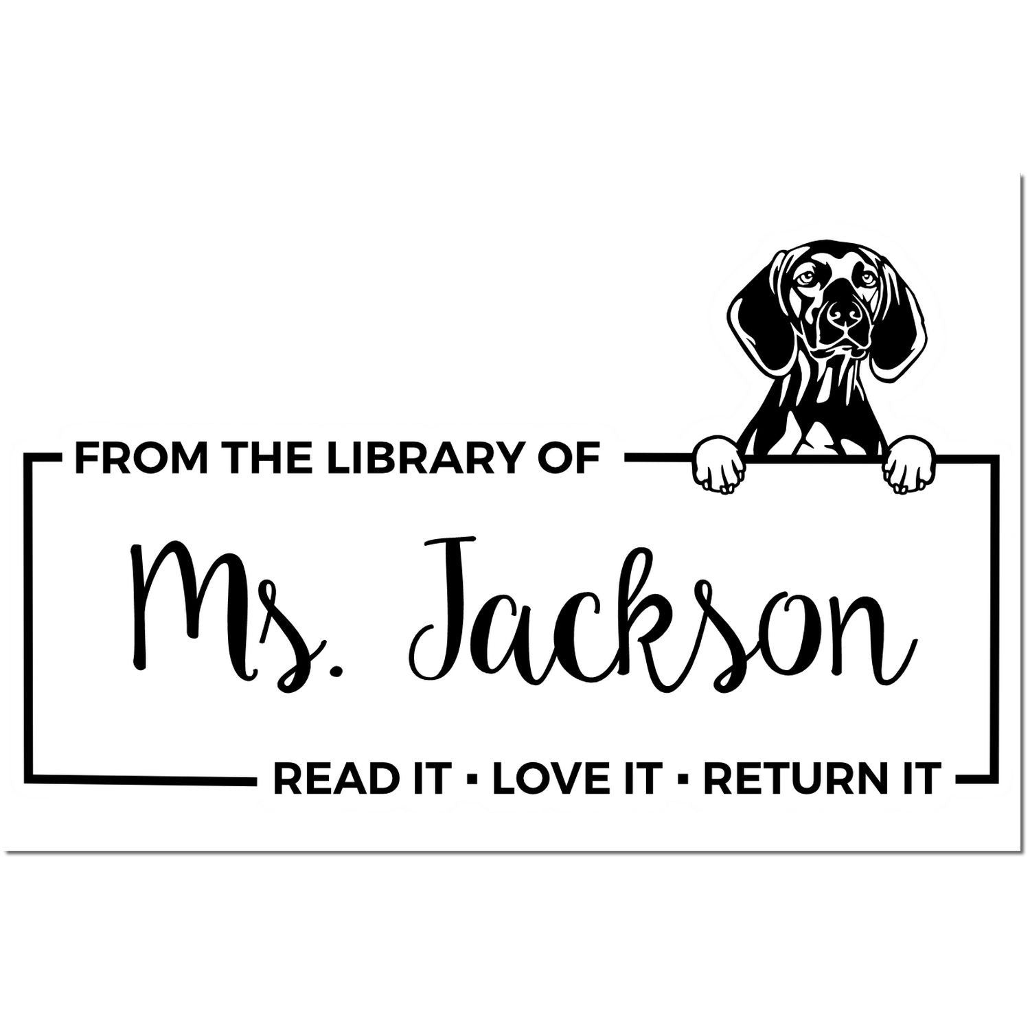 Custom Classroom Book Lending Stamp with Vizslas - Engineer Seal Stamps