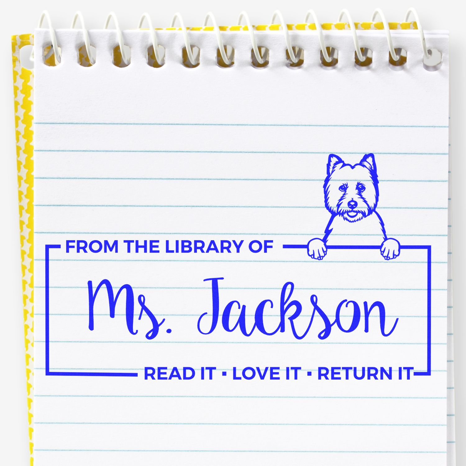 Custom Library Organization Stamp with West Highland White Terrier - Engineer Seal Stamps