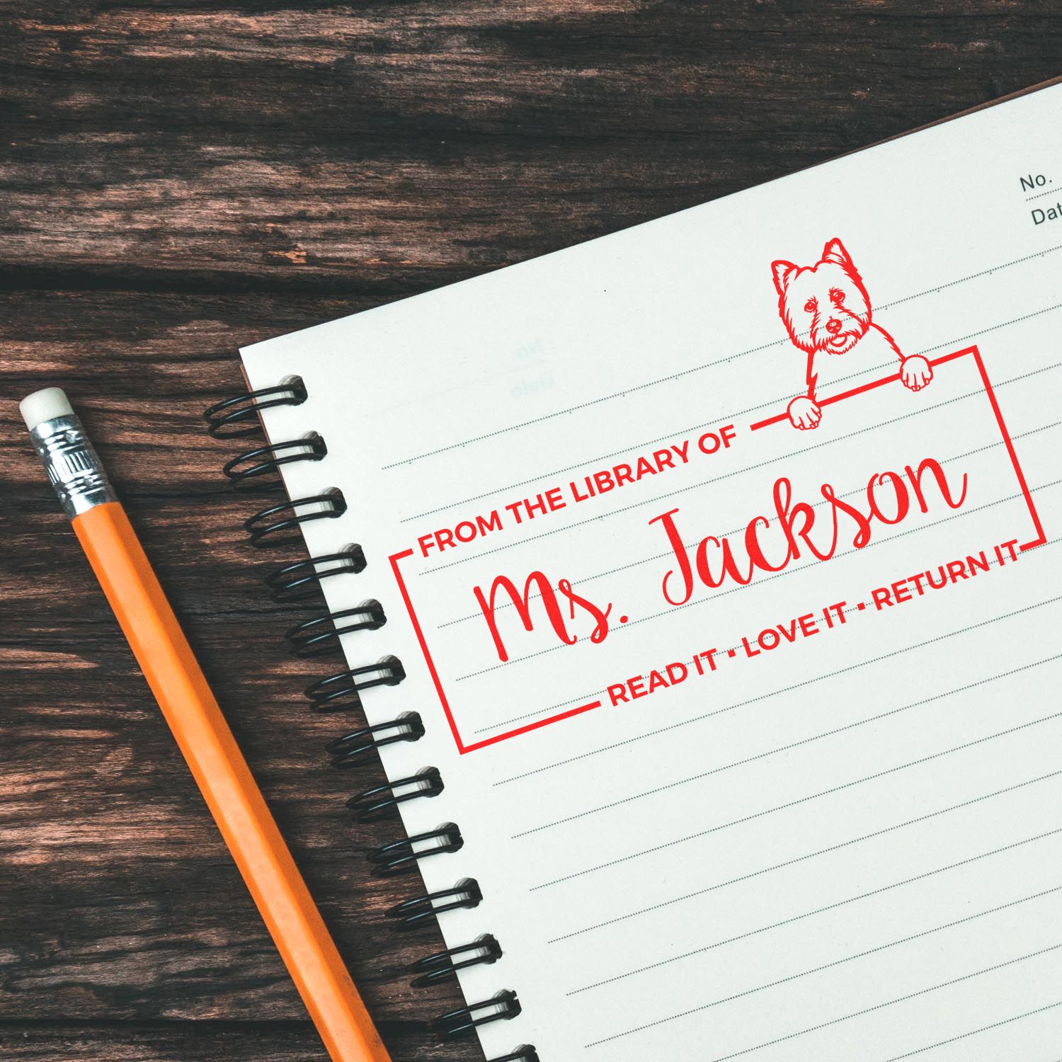 Self-Inking West Highland White Terrier Personalized Dog Book Read It Return It? Stamp - Engineer Seal Stamps