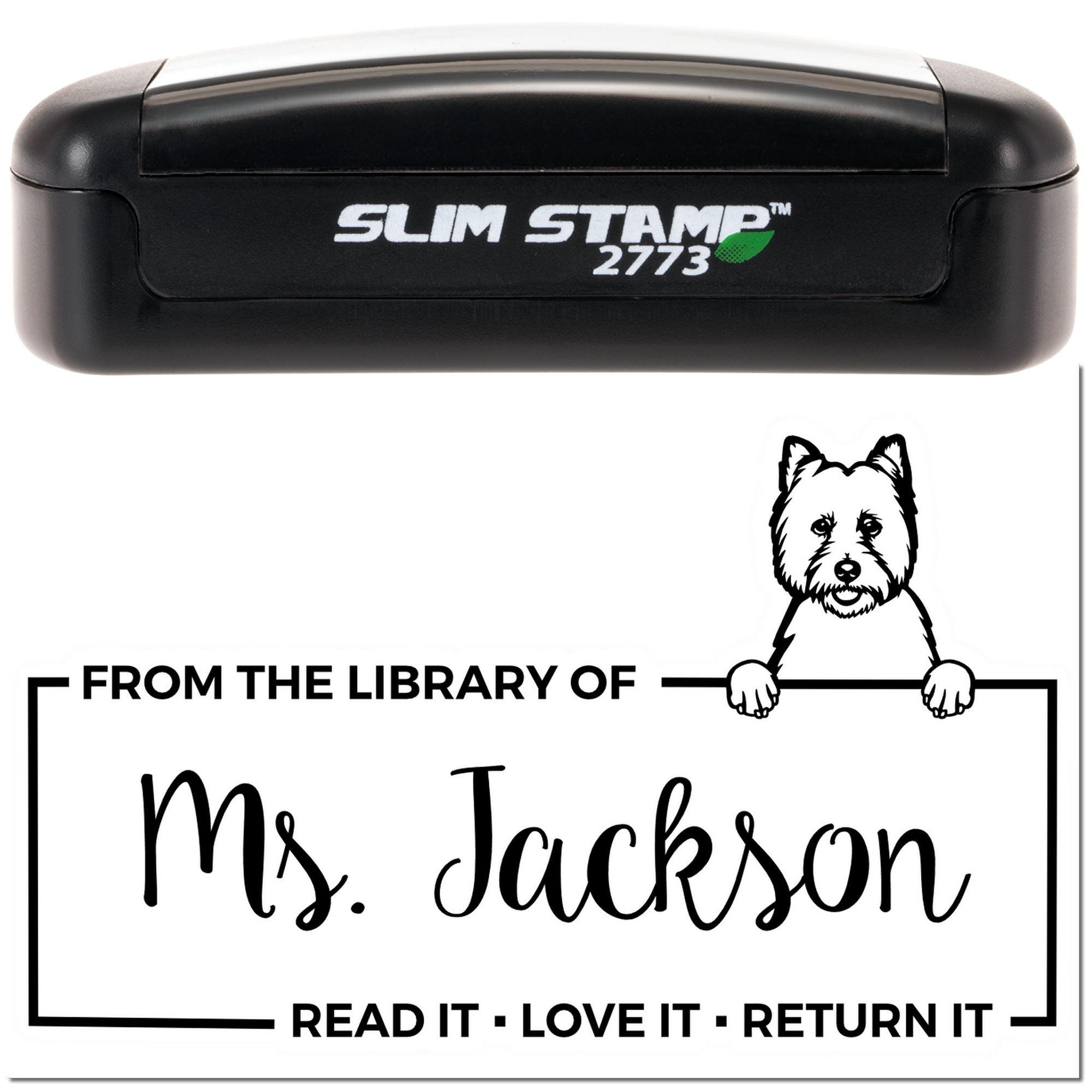 Custom Library Organization Stamp with West Highland White Terrier - Engineer Seal Stamps