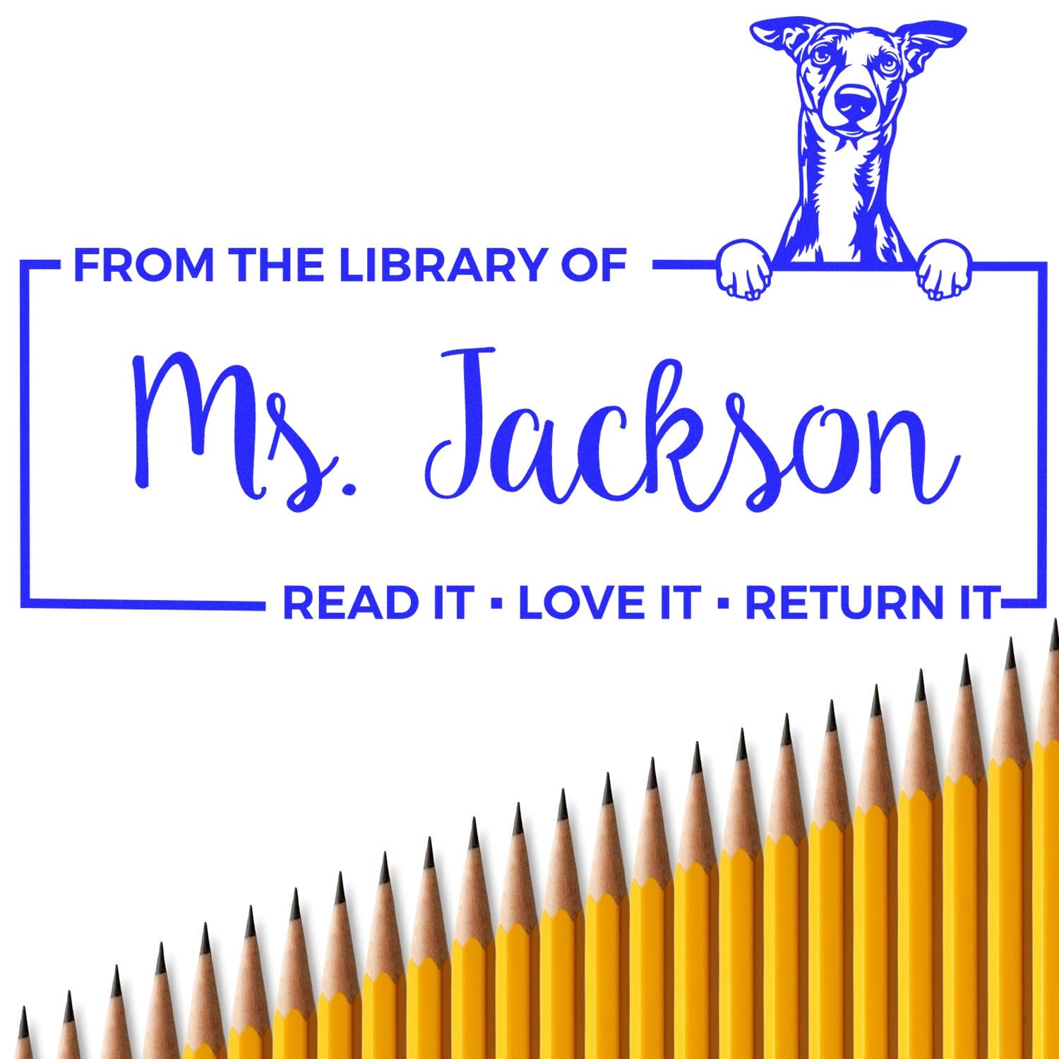 Self-Inking Whippet Personalized Dog Book Ownership Read It Return It? Stamp - Engineer Seal Stamps