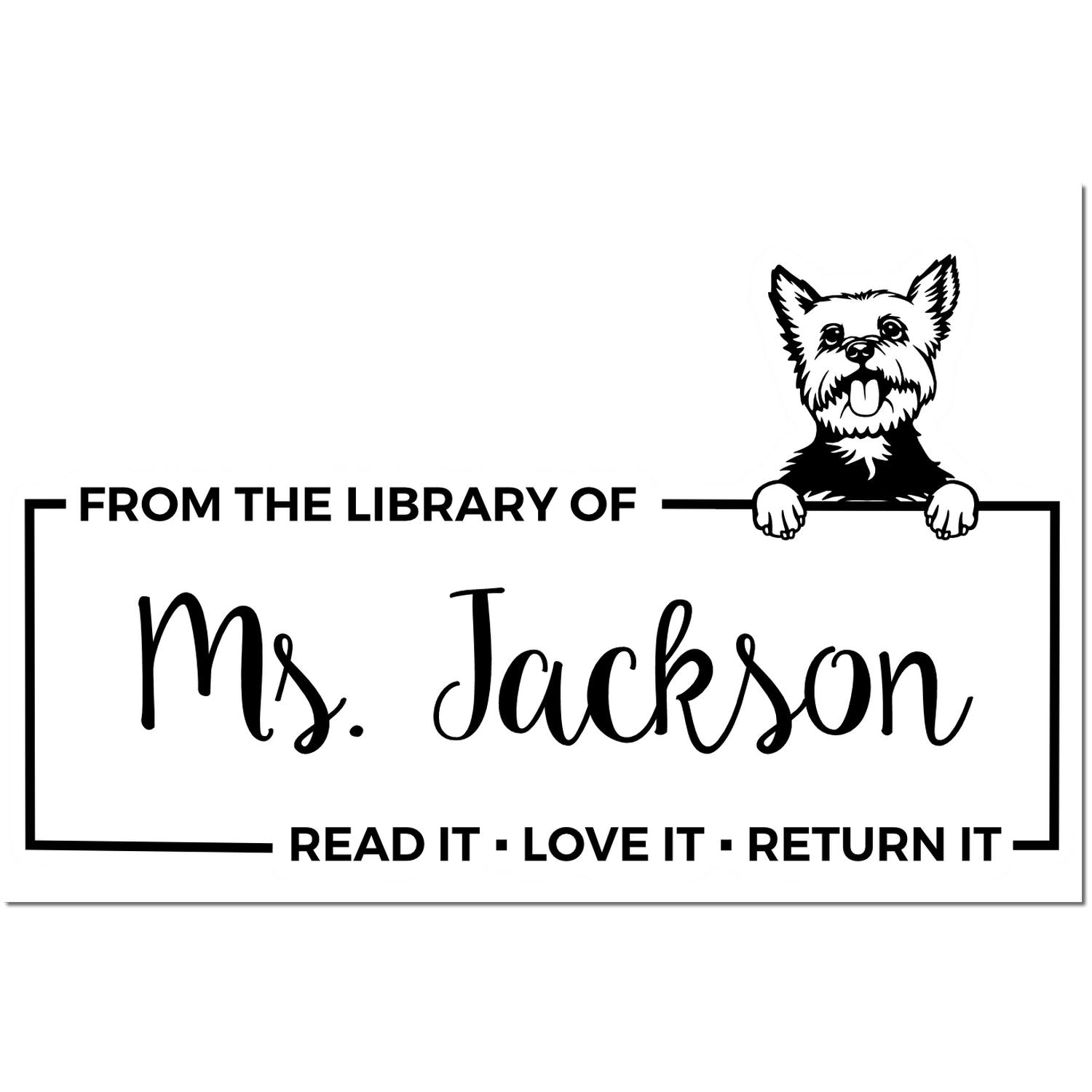 Custom For Lending Books Stamp with Yorkie - Engineer Seal Stamps