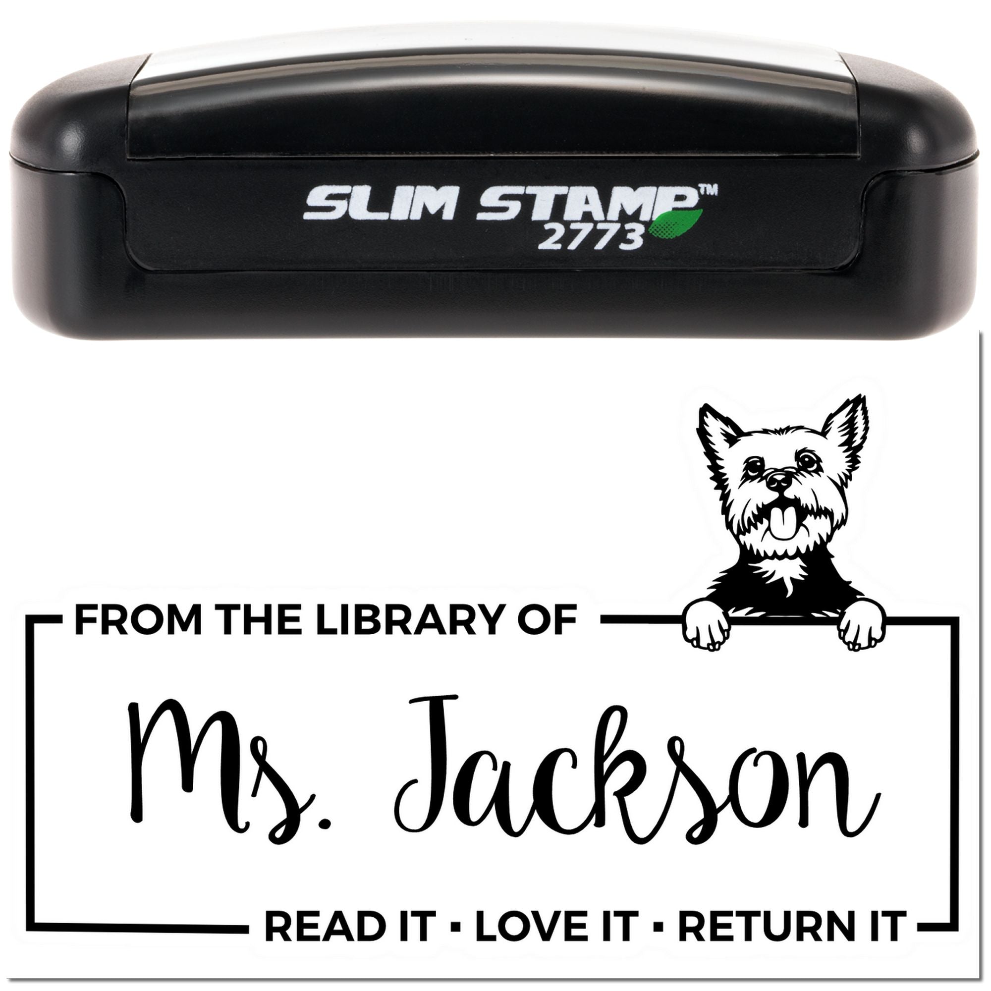 Custom For Lending Books Stamp with Yorkie - Engineer Seal Stamps