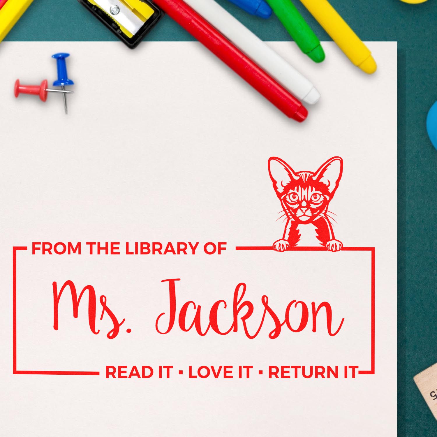 Custom Stamp with Abyssinian Cat - Engineer Seal Stamps