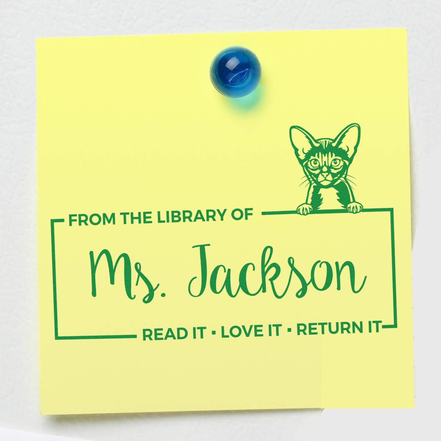 Custom Please Return My Library Book Stamp with Abyssinian Cat - Engineer Seal Stamps