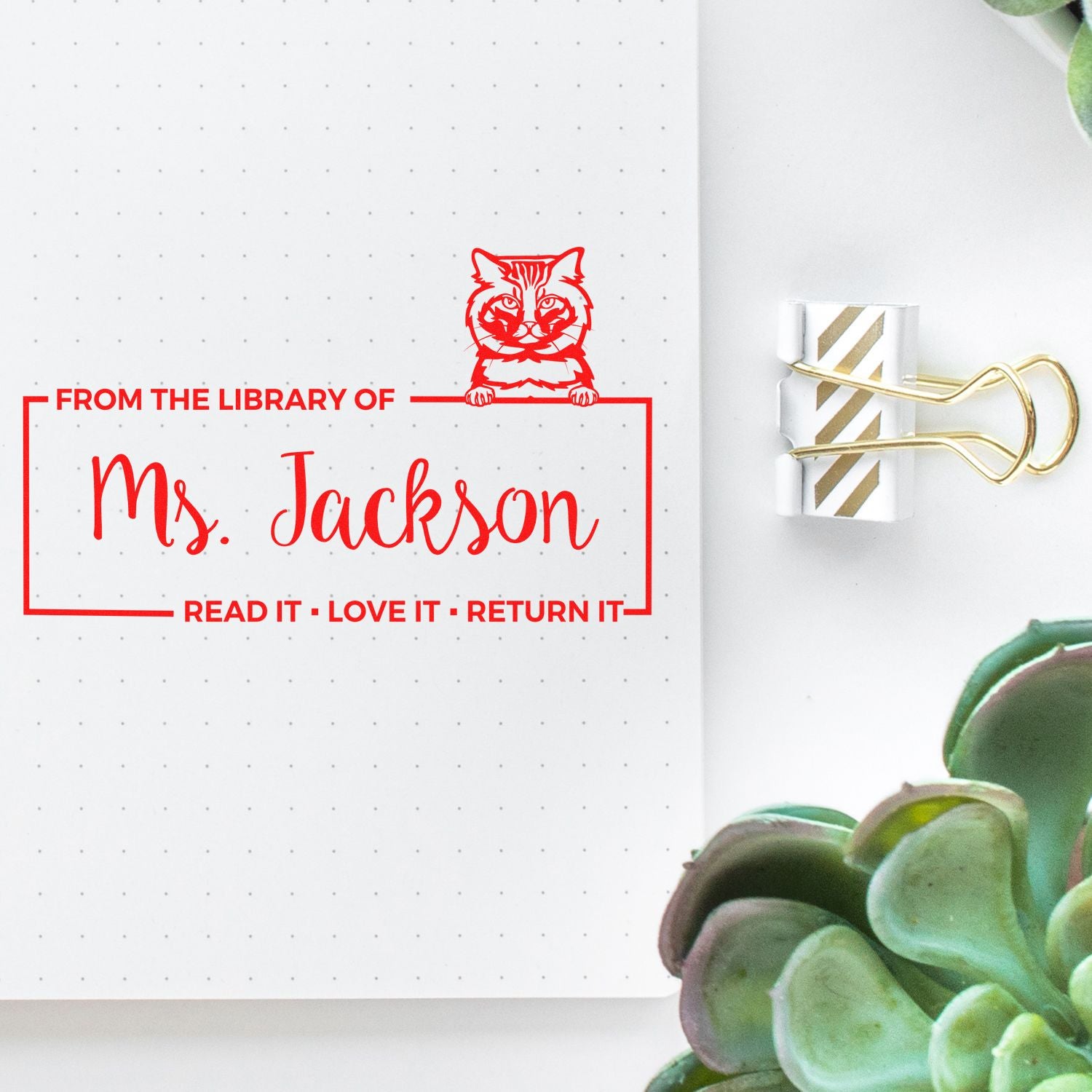 Customized Name Stamp with American Bobtail Cat - Engineer Seal Stamps