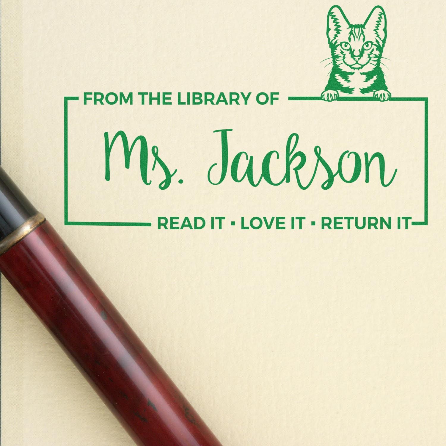 Customized Book Stamp with American Shorthair Cat - Engineer Seal Stamps
