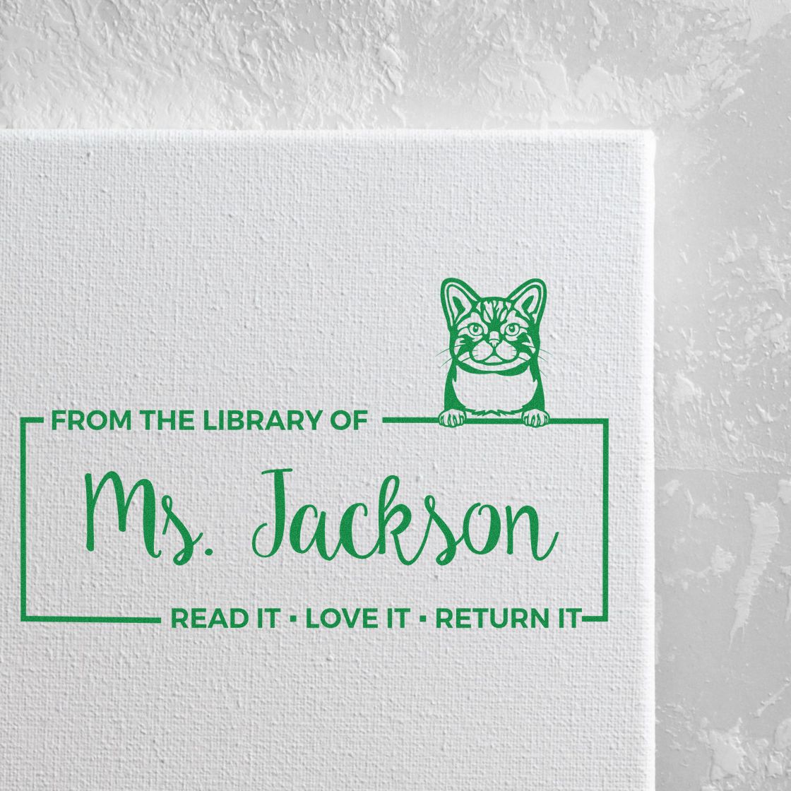 Customized Book Stamper with American Wirehair Cat - Engineer Seal Stamps