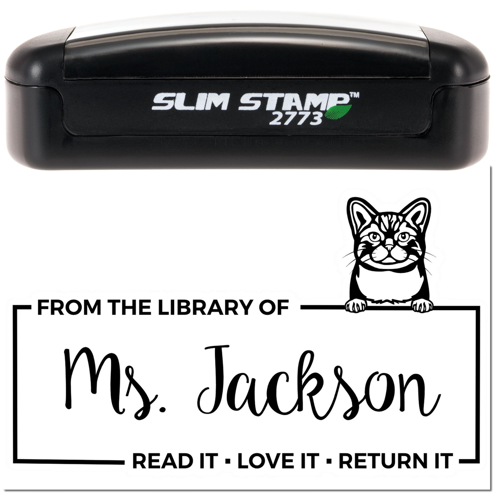Customized Book Stamper with American Wirehair Cat - Engineer Seal Stamps