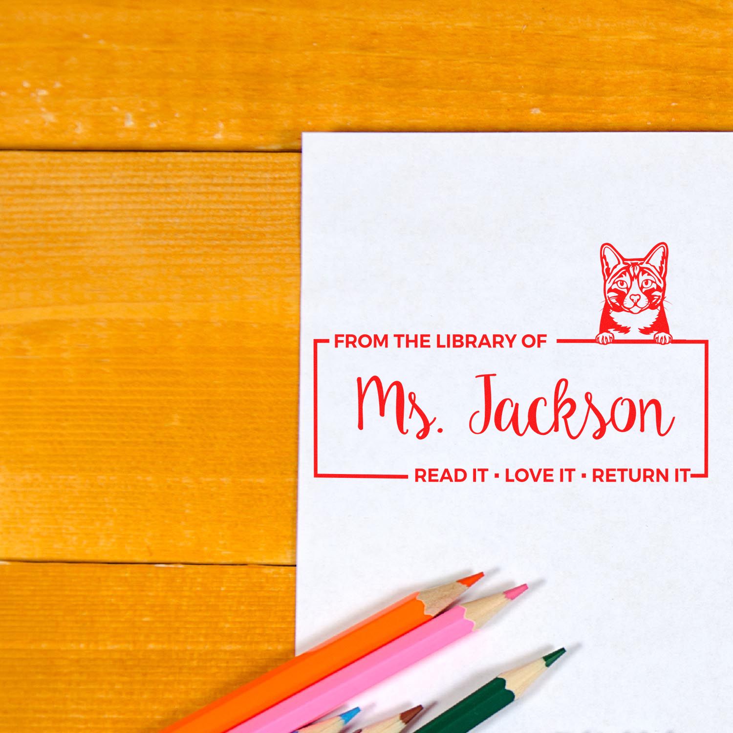 Arabian Mau Personalized Cat-Themed Book Ownership Label? Stamp - Engineer Seal Stamps