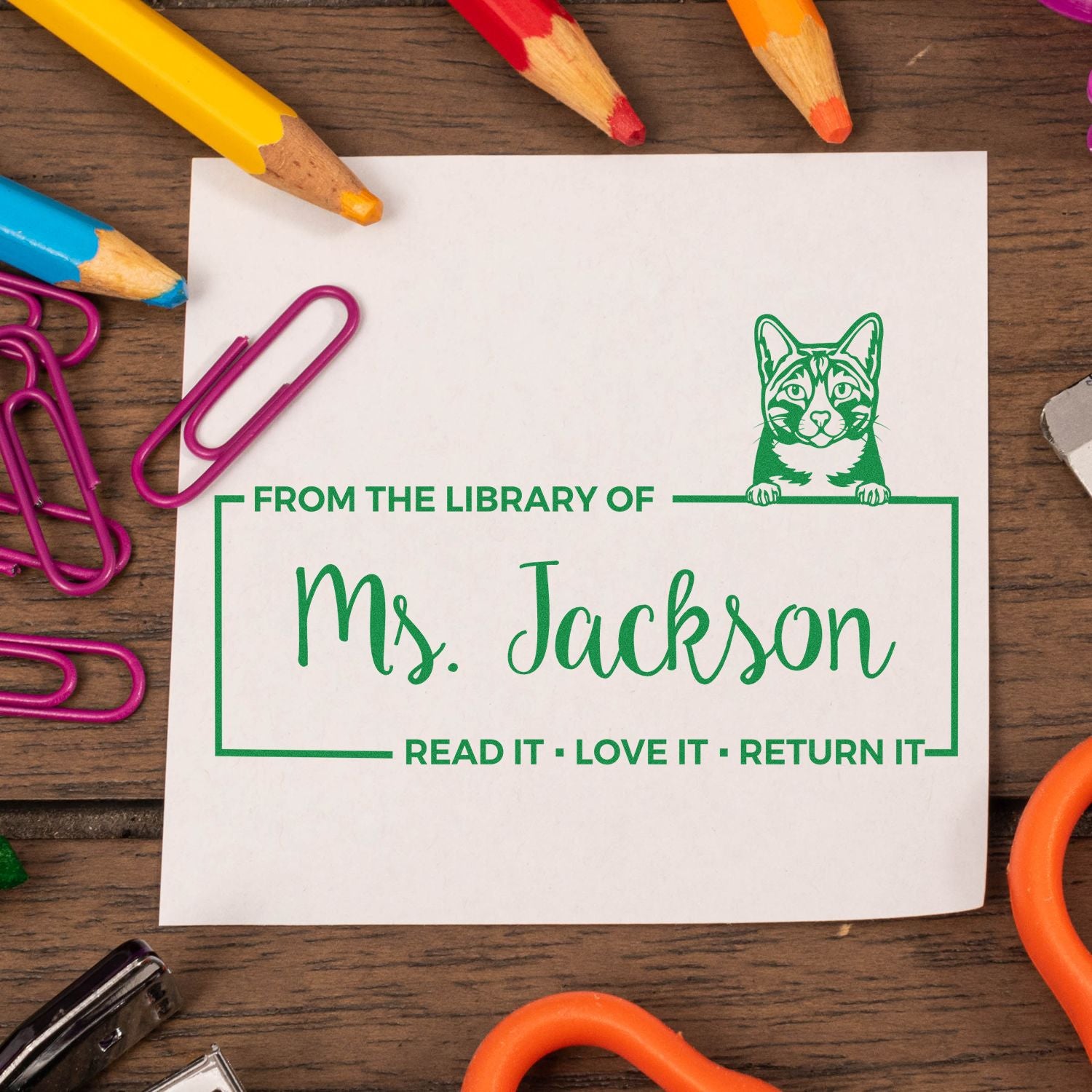 Self-Inking Arabian Mau Custom Made Cat Book Read It Return It? Stamp - Engineer Seal Stamps