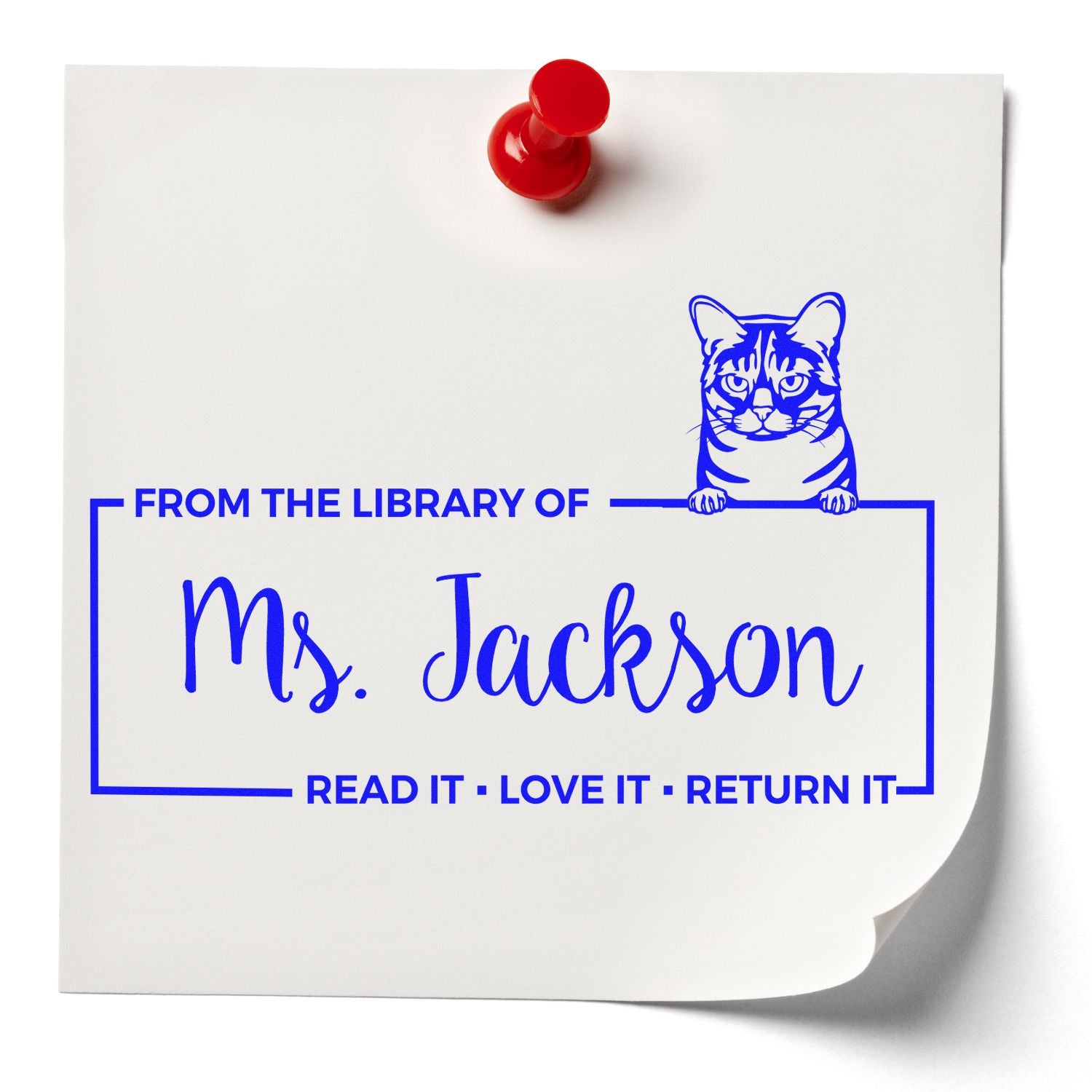 Customized Classroom Library Stamp with Australian Mist Cat - Engineer Seal Stamps
